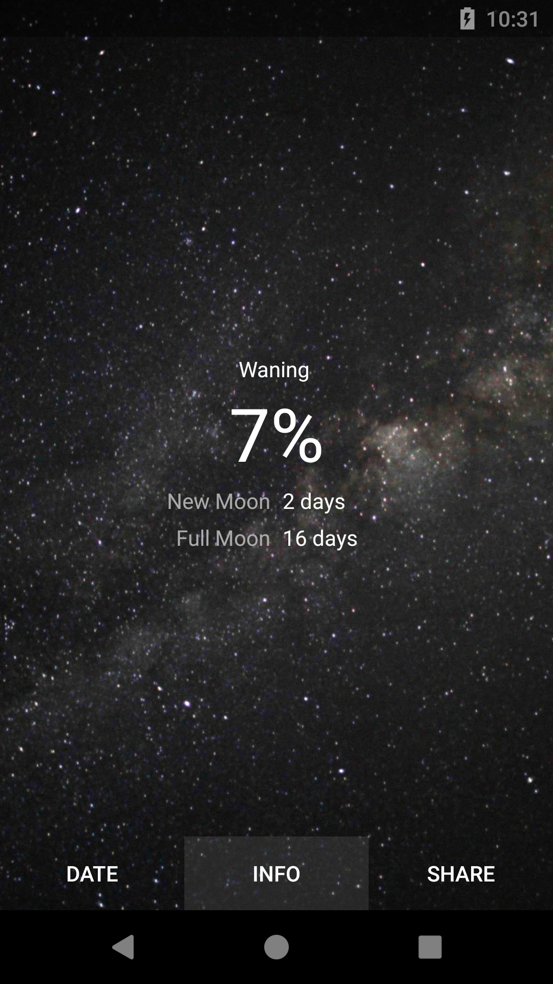 اسکرین شات 2 برنامه MOON - Current Moon Phase