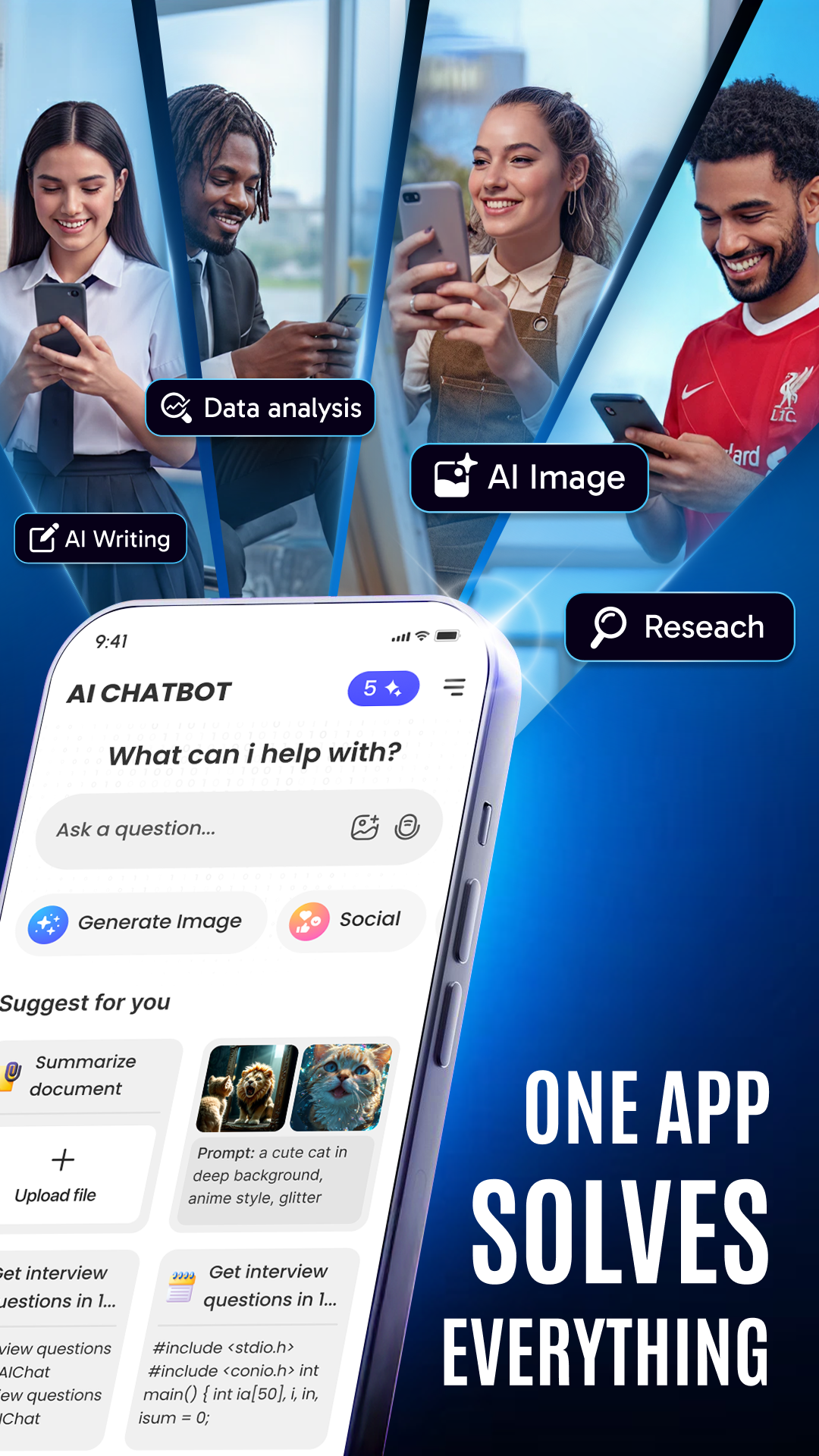 اسکرین شات 1 برنامه AI Chat: Ask AI Chat Anything
