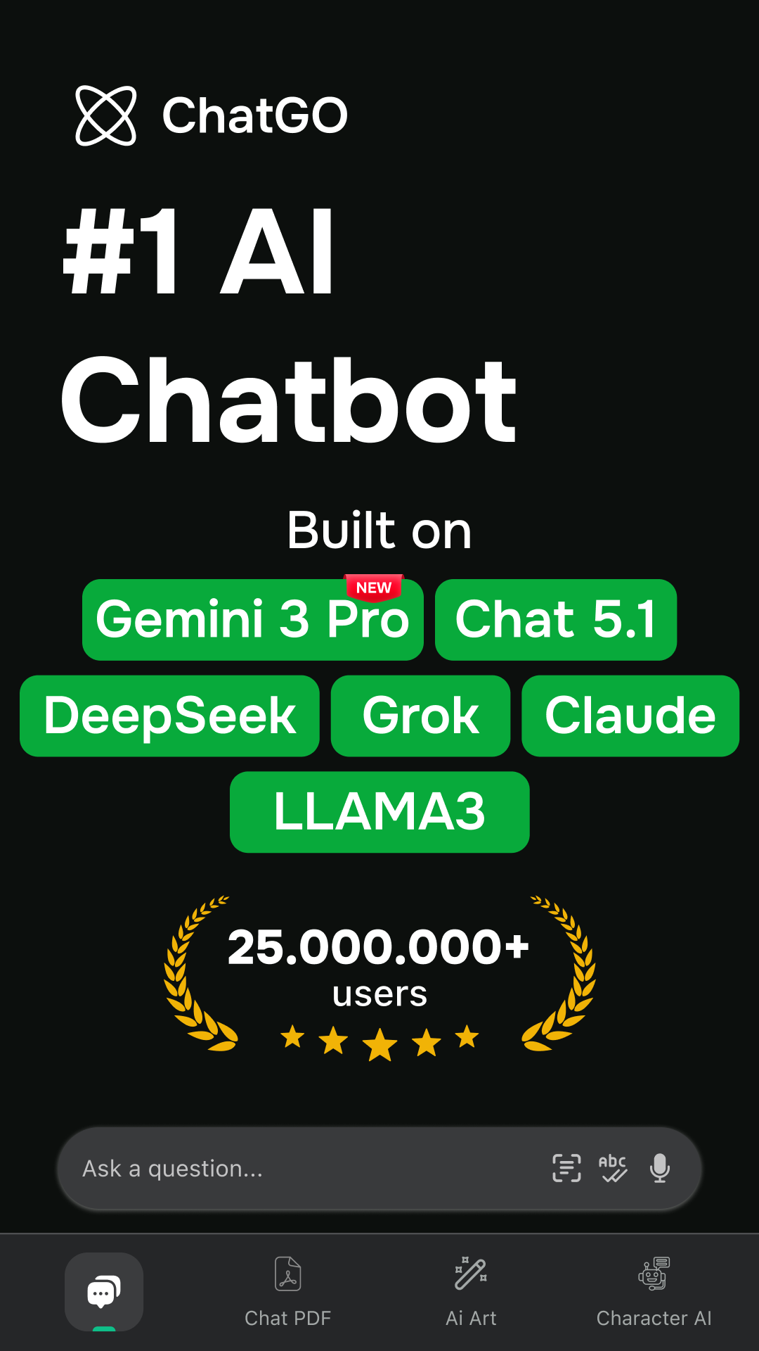 اسکرین شات 1 برنامه AI Chatbot Assistant - ChatGO