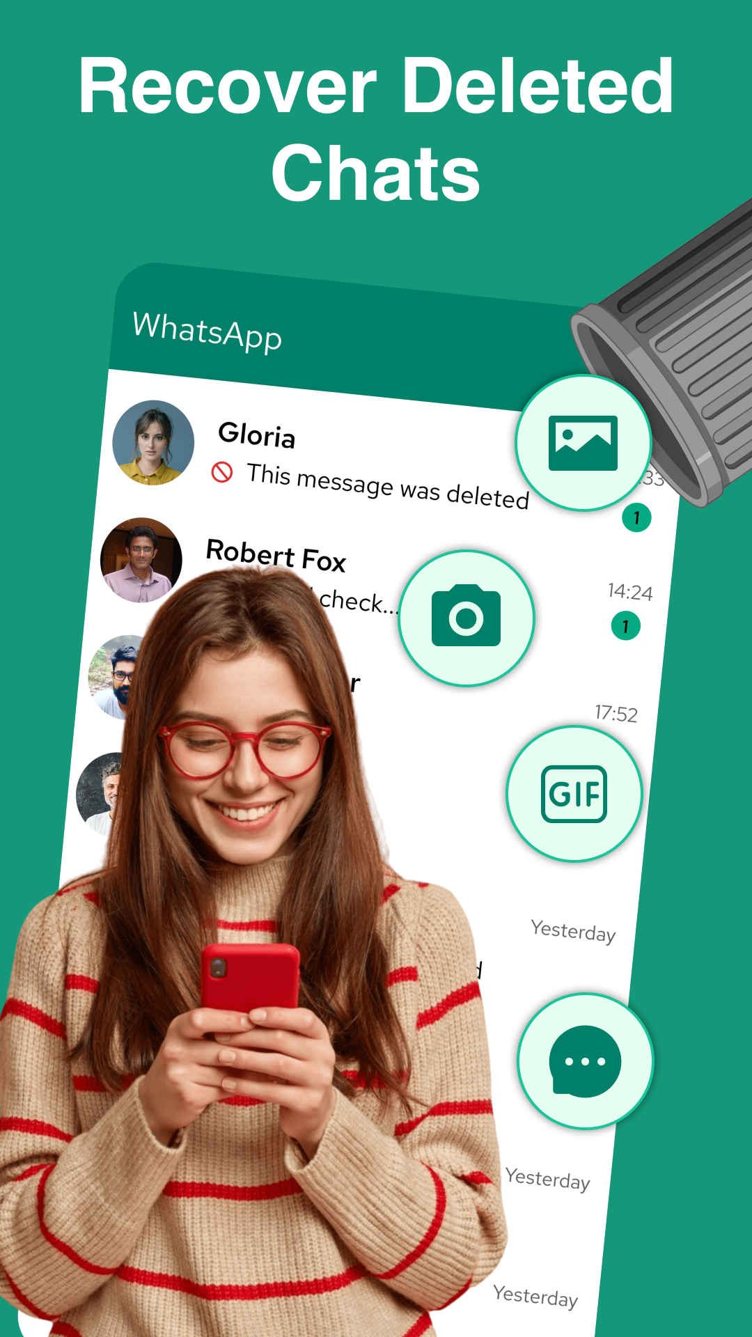 اسکرین شات 2 برنامه Recover Deleted Messages