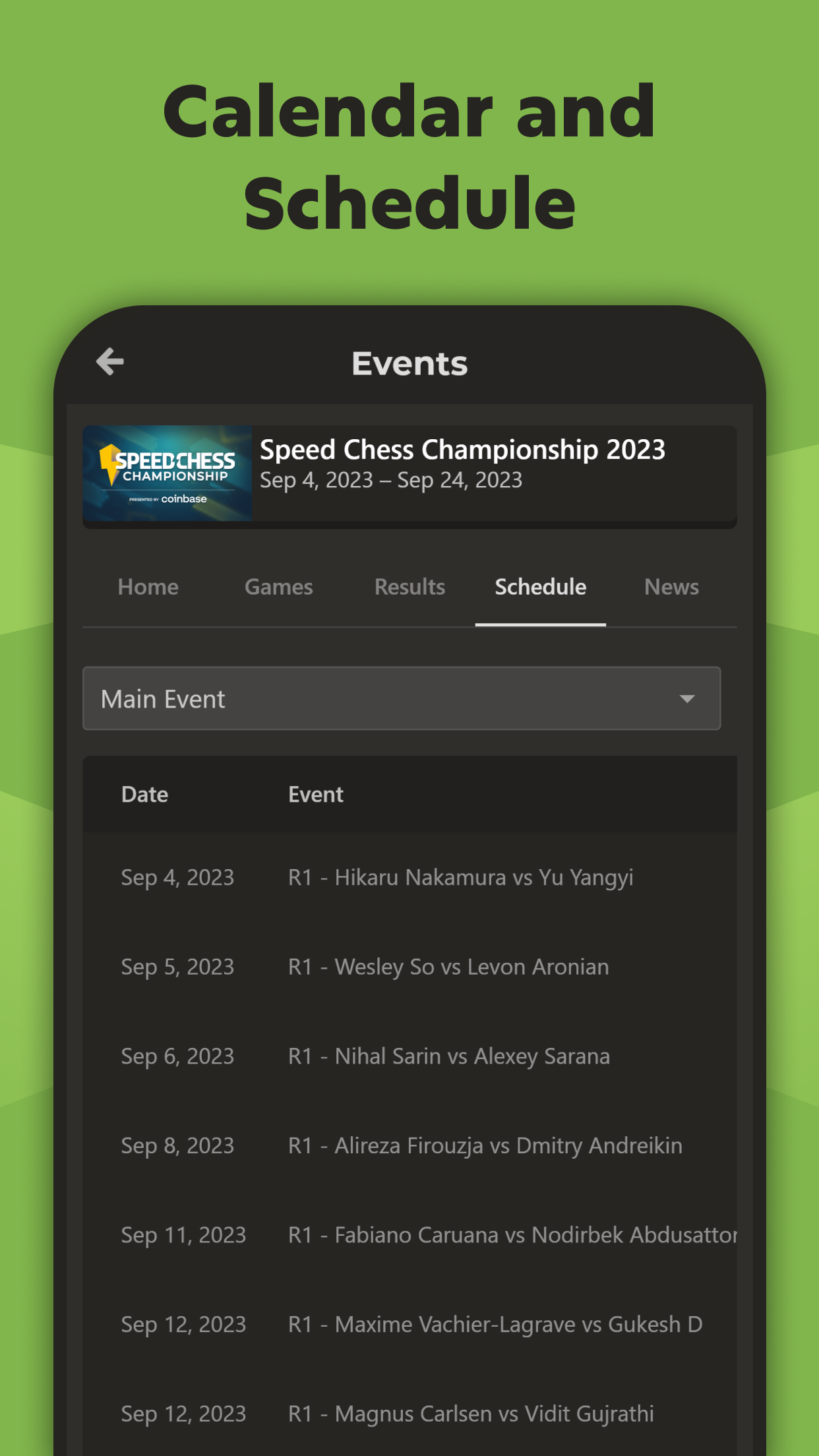 اسکرین شات 4 برنامه Chess Events: Games & Results
