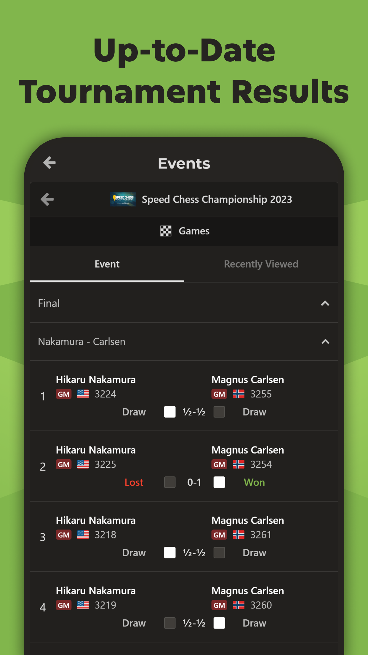 اسکرین شات 3 برنامه Chess Events: Games & Results
