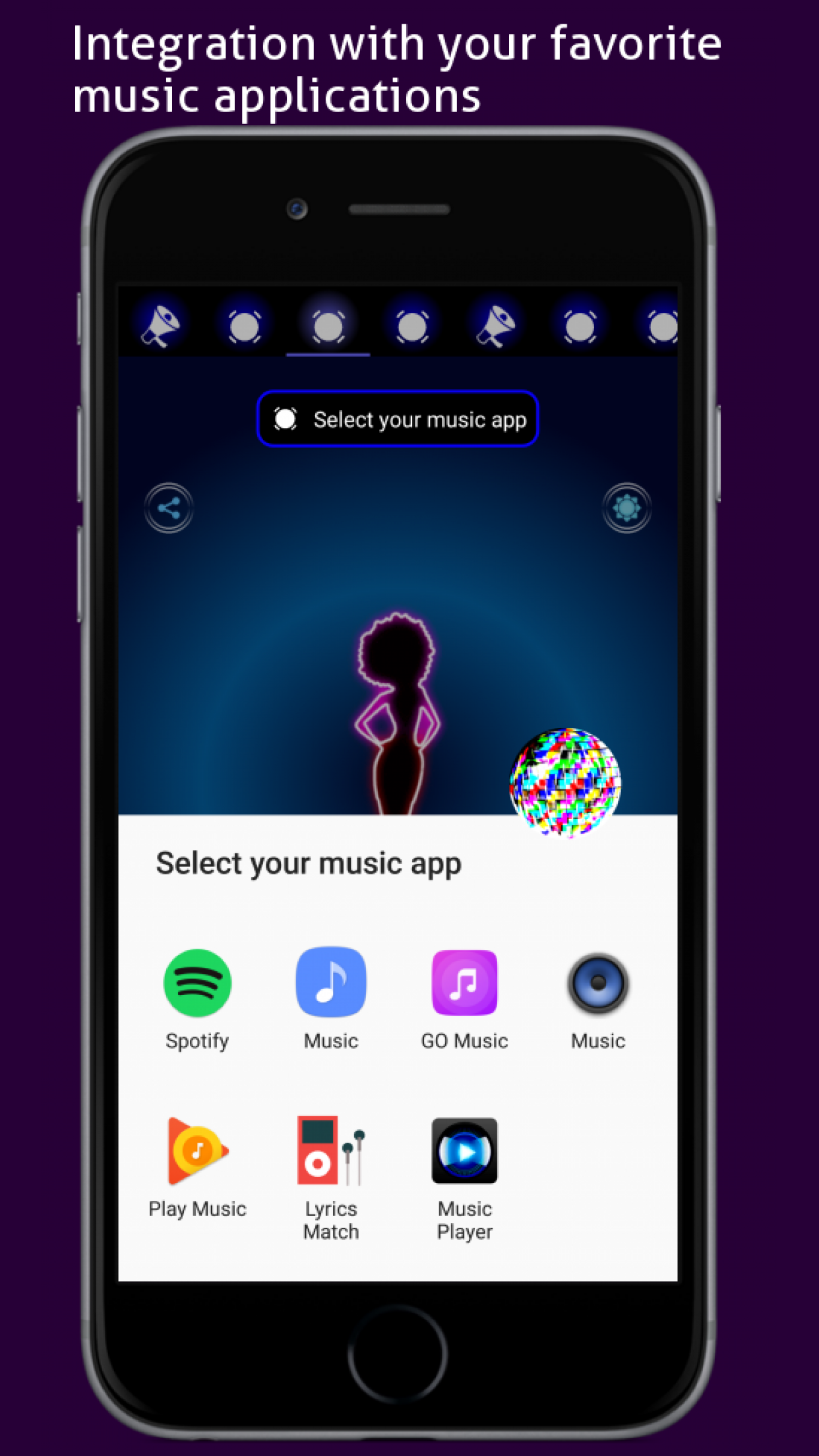 اسکرین شات 4 برنامه Disco Light: Flashlight with Strobe Light & Music