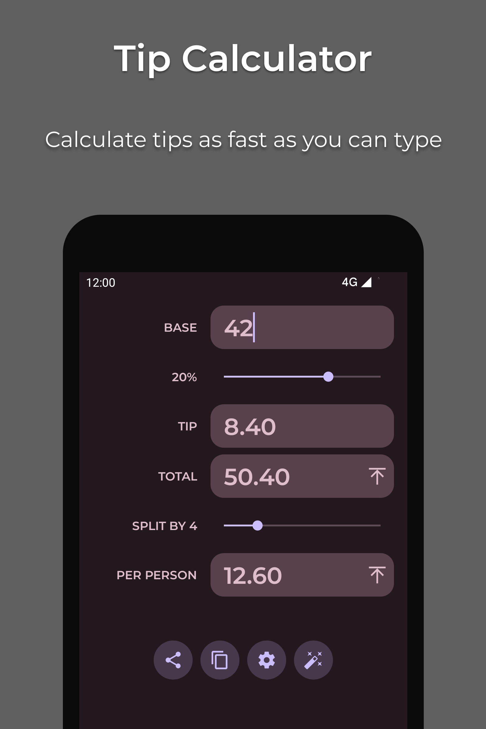 اسکرین شات 1 برنامه Tip Calculator — Clean, Simple