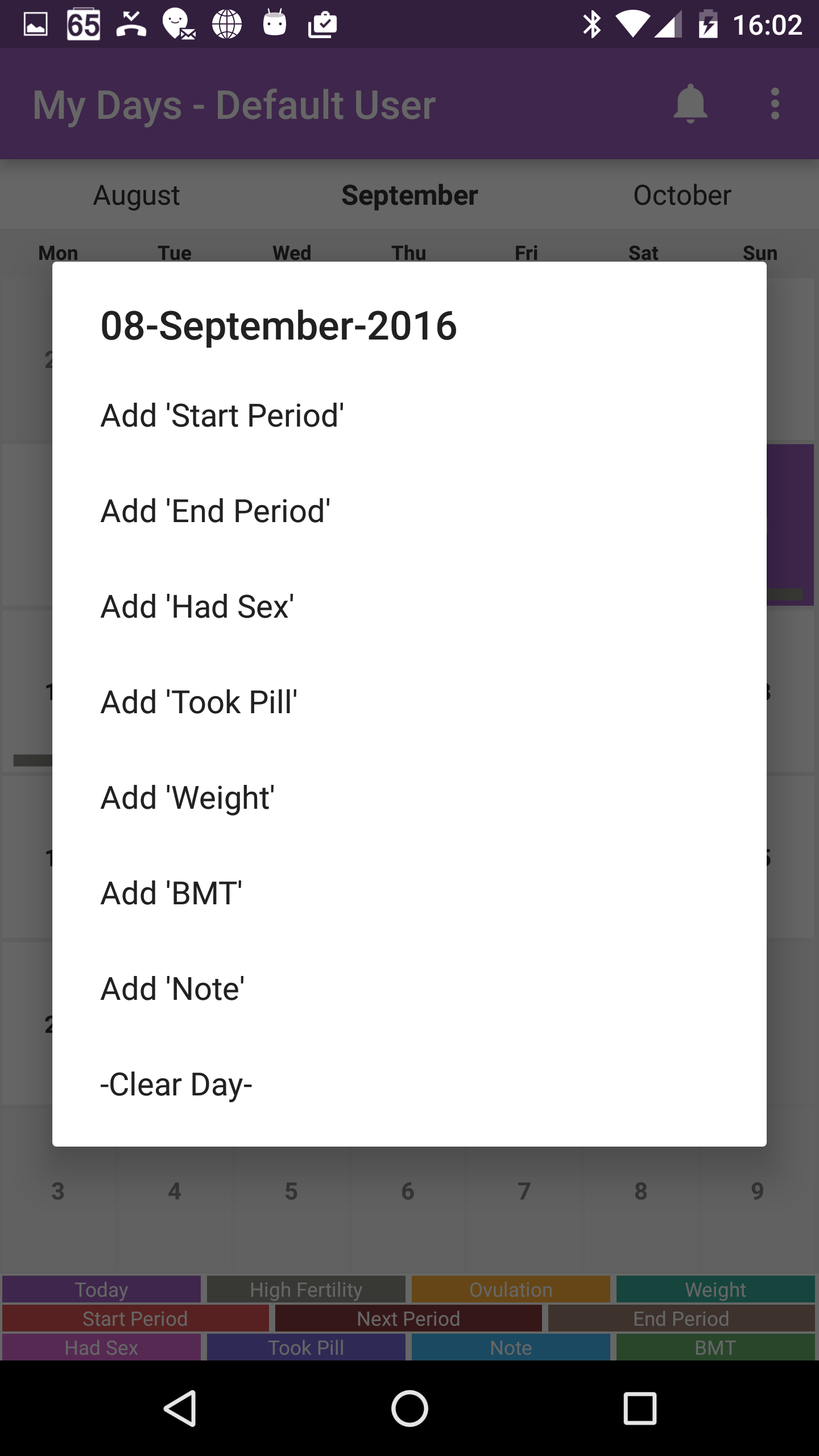 اسکرین شات 2 برنامه My Days - Ovulation Calendar &
