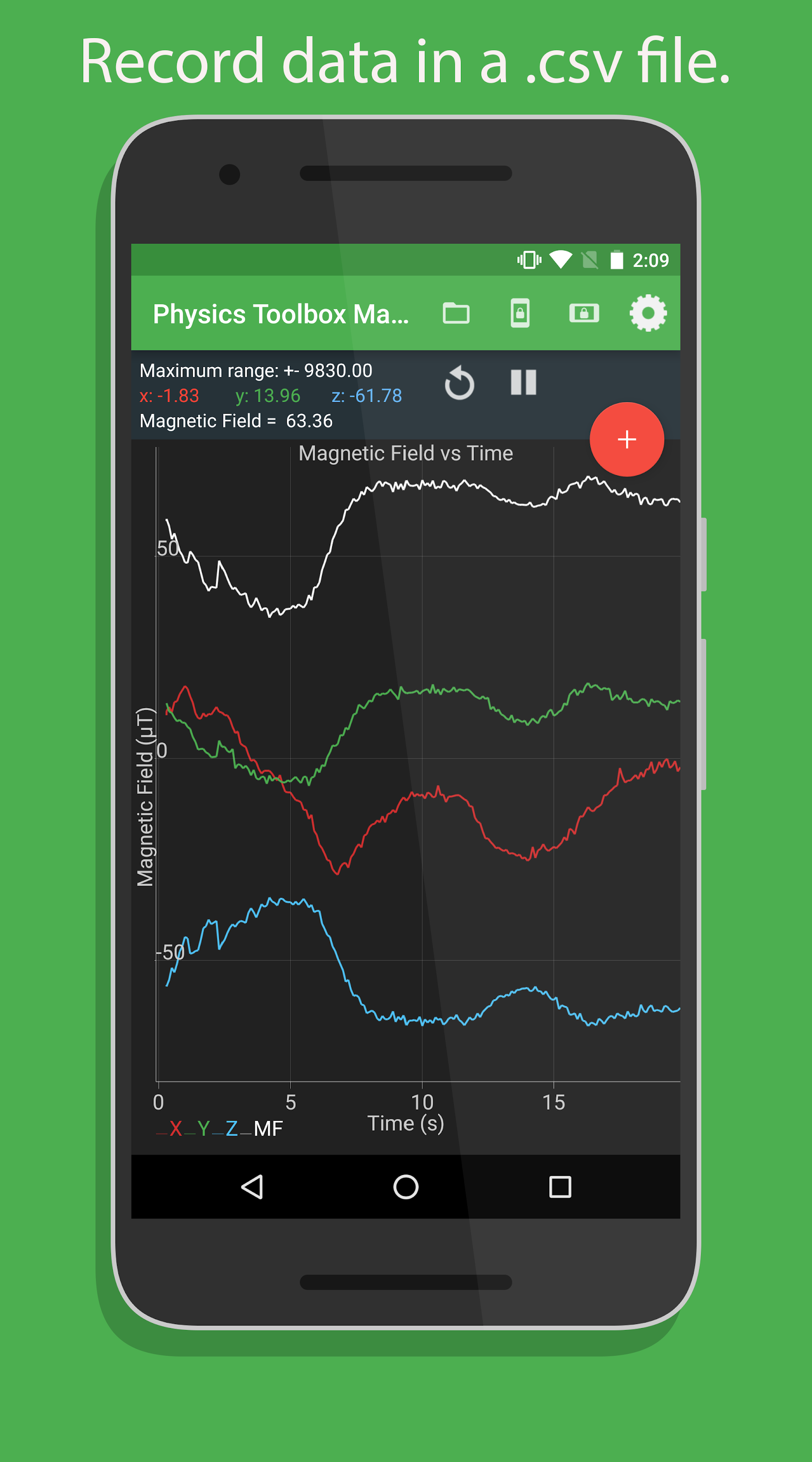 اسکرین شات 1 برنامه Physics Toolbox Magnetometer