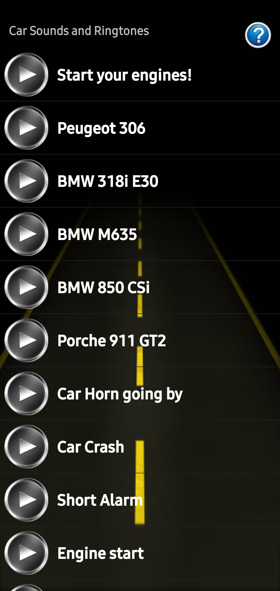 اسکرین شات 1 برنامه Car Sounds and Ringtones