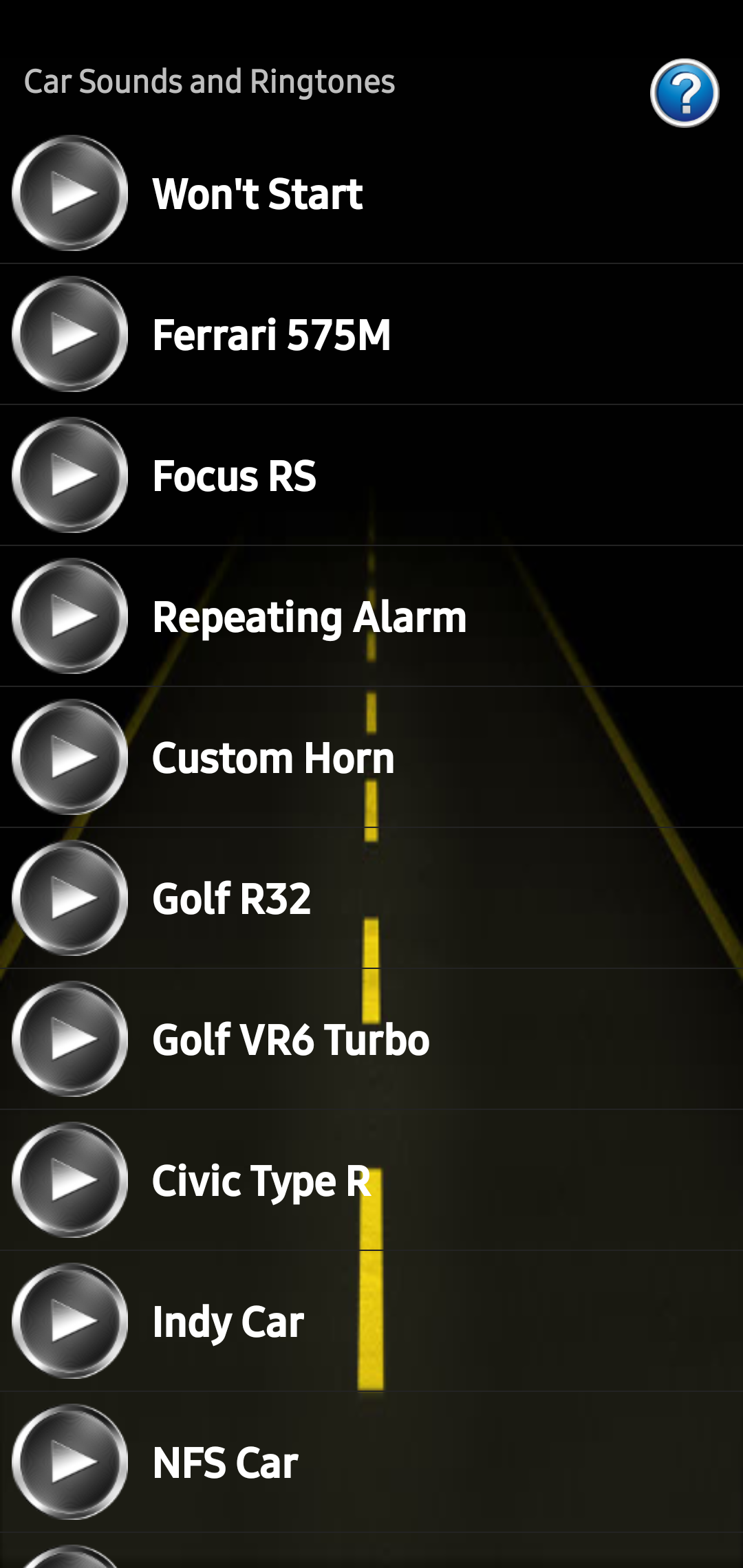 اسکرین شات 5 برنامه Car Sounds and Ringtones