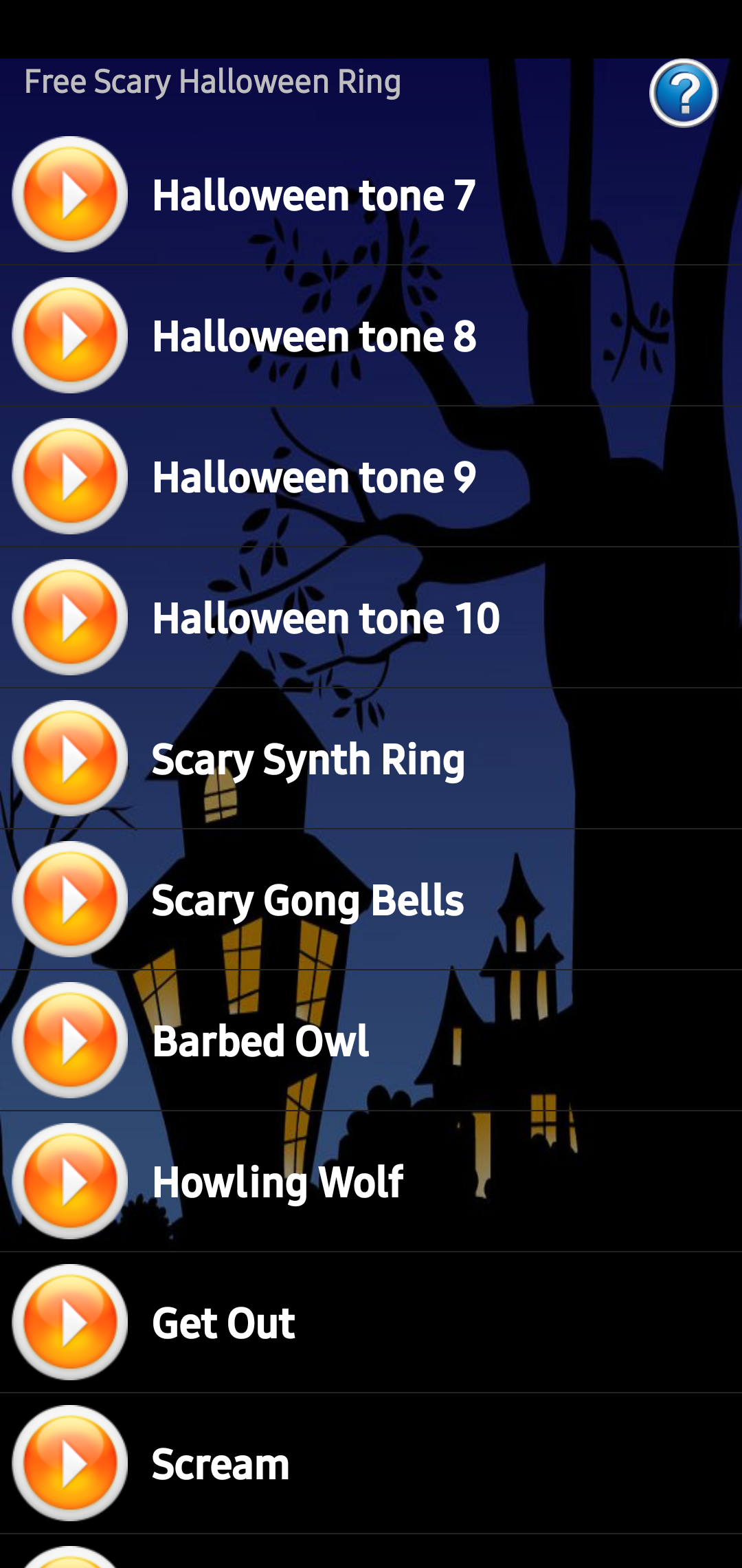اسکرین شات 5 برنامه Scary Halloween Ringtones