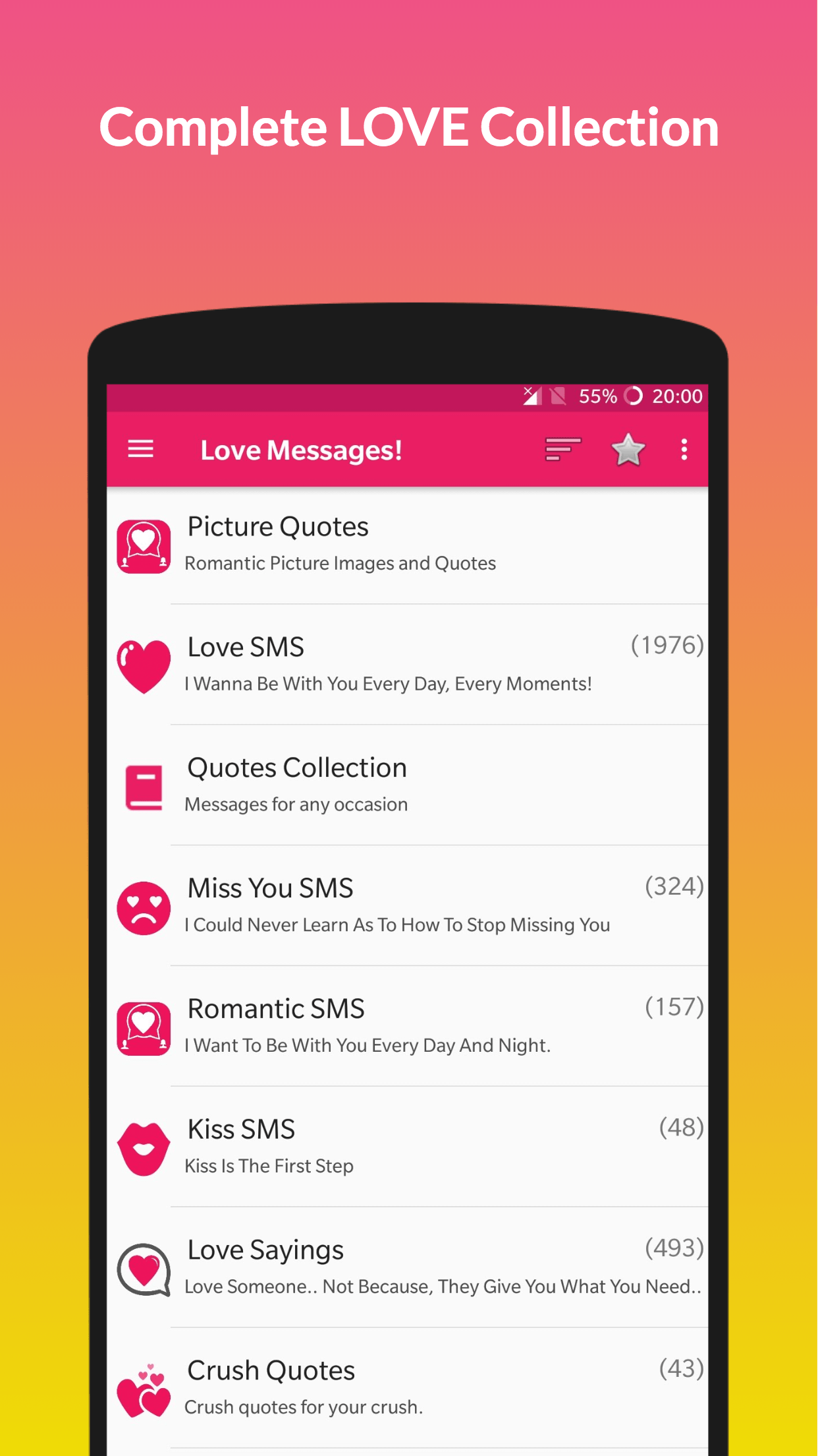 اسکرین شات 1 برنامه Love Messages Romantic SMS