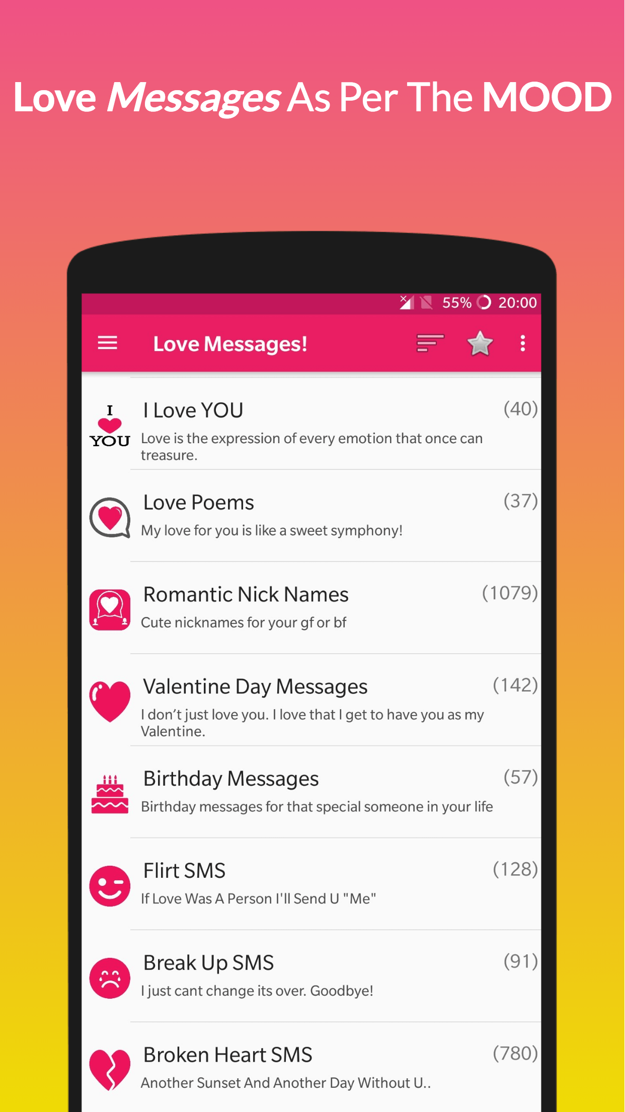اسکرین شات 6 برنامه Love Messages Romantic SMS