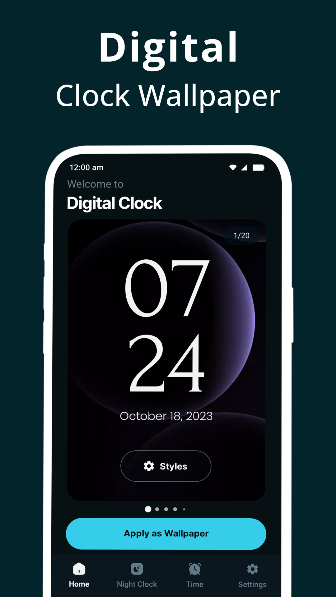 اسکرین شات 1 برنامه Digital Clock - Alarm Clock
