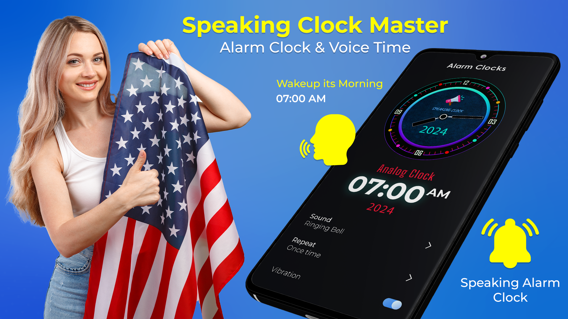 اسکرین شات 2 برنامه Speaking Clock - Hourly Chime