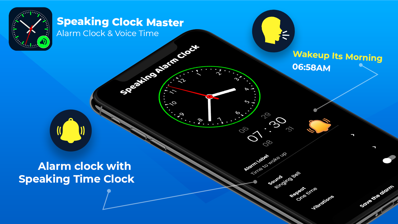 اسکرین شات 1 برنامه Speaking Clock - Hourly Chime