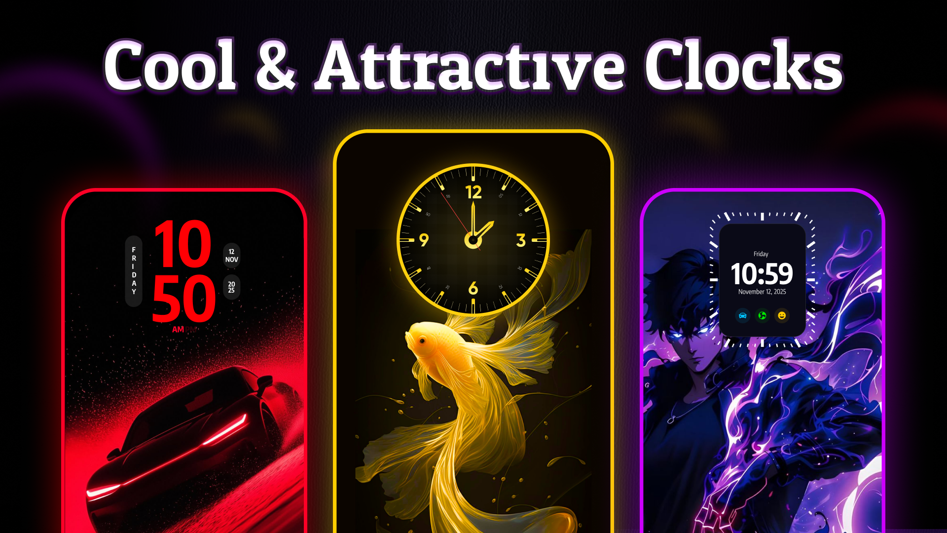 اسکرین شات 3 برنامه Neon Digital Clock Smart Watch