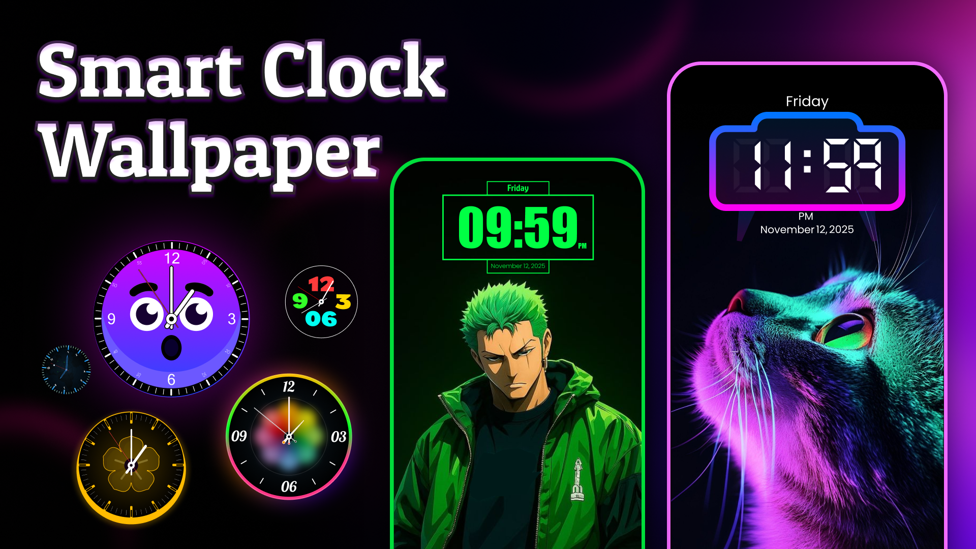 اسکرین شات 1 برنامه Neon Digital Clock Smart Watch