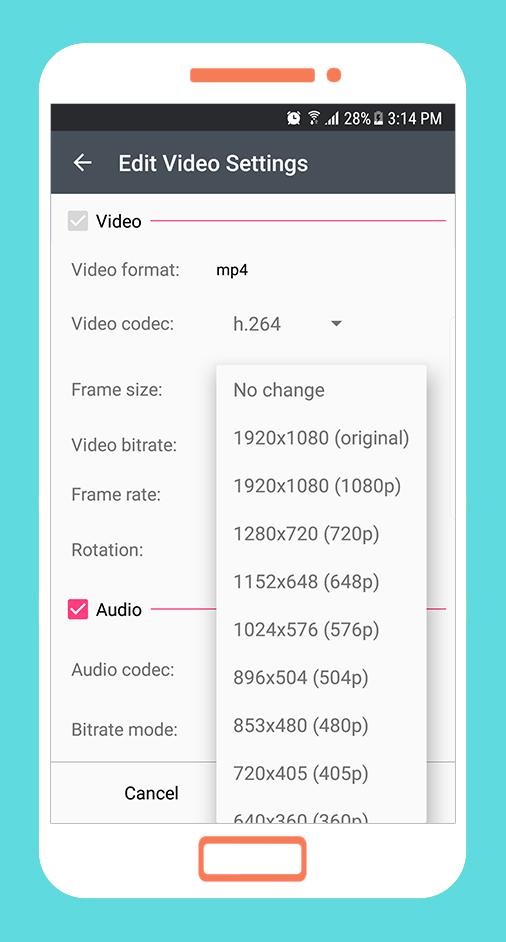 اسکرین شات 4 برنامه To mp4 3gp webm Video Converte