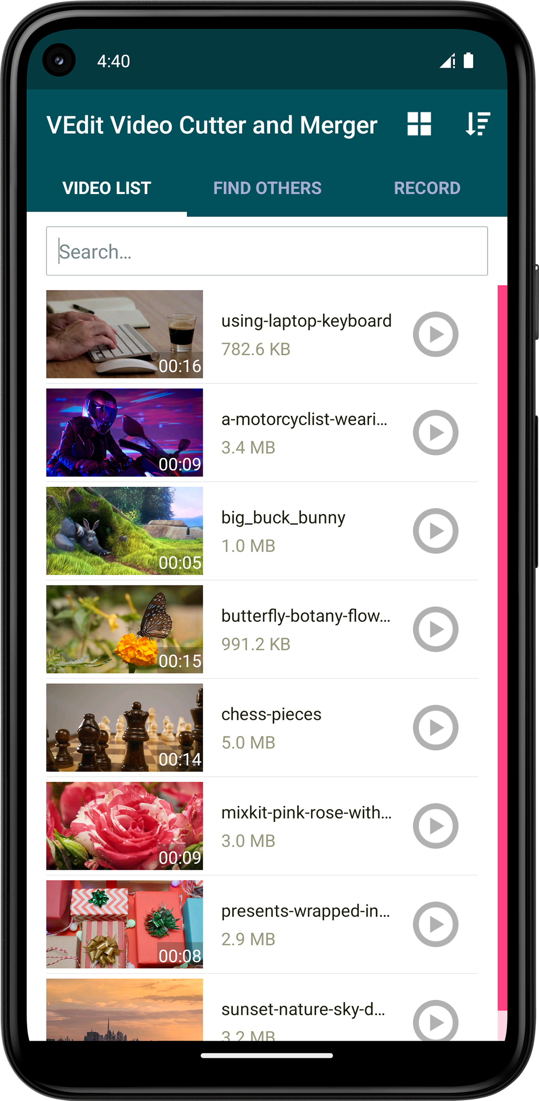 اسکرین شات 2 برنامه VEdit Video Cutter and Merger