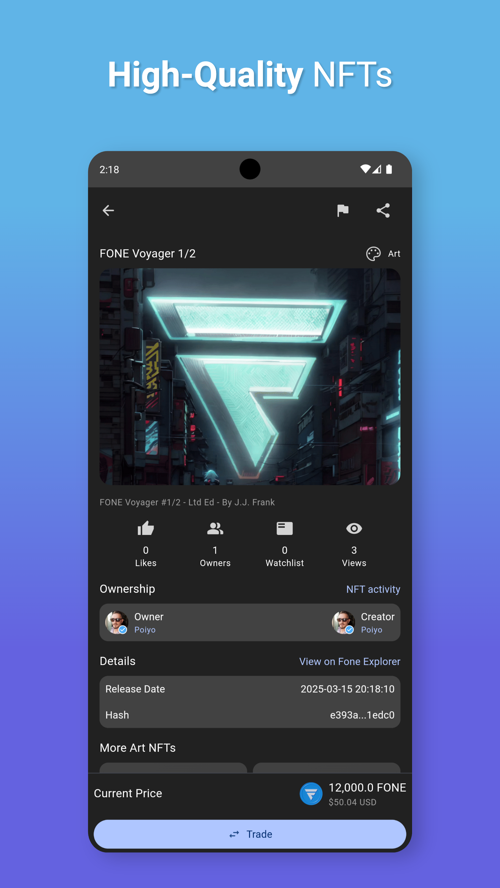 اسکرین شات 7 برنامه Fone Network AI, Earning, NFTs