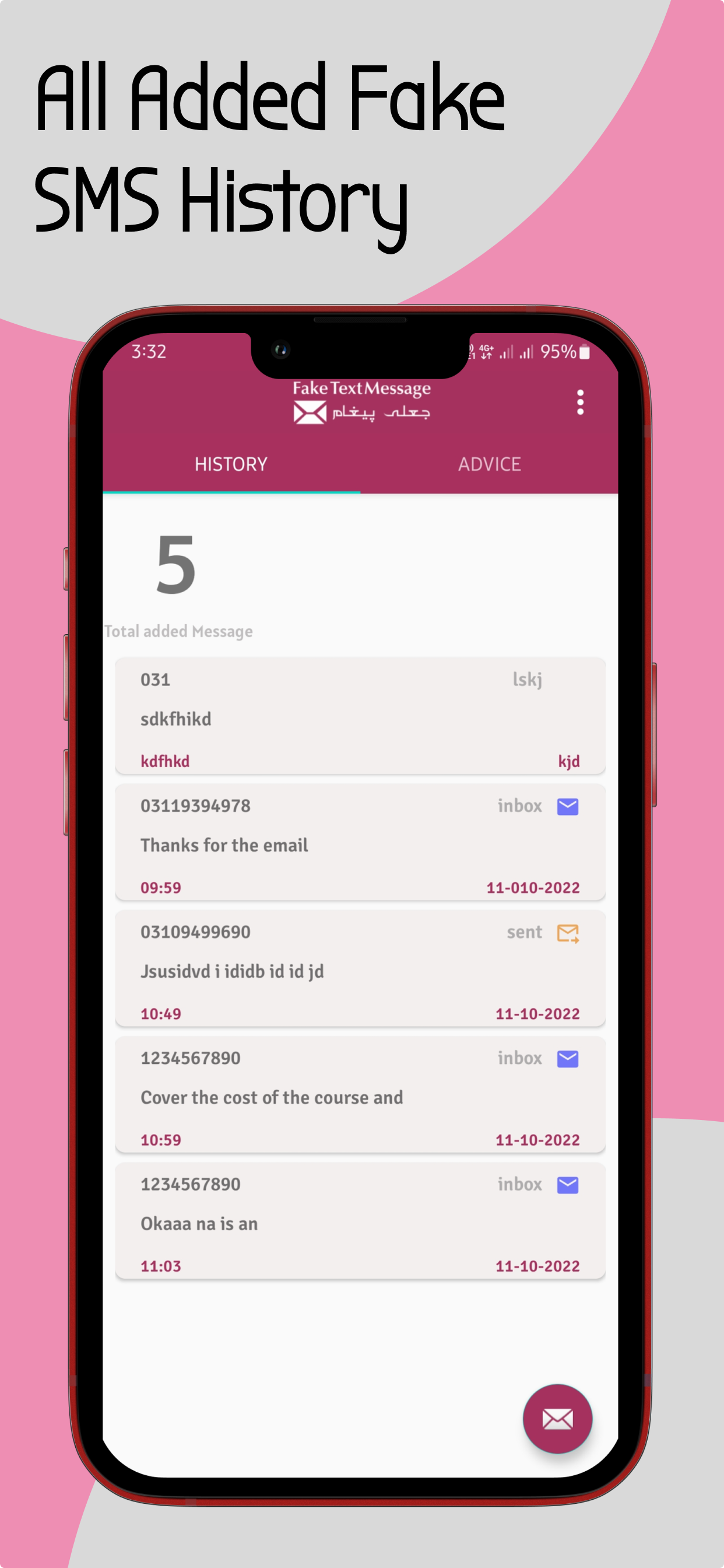 اسکرین شات 4 برنامه Fake SMS - Fake Text Message