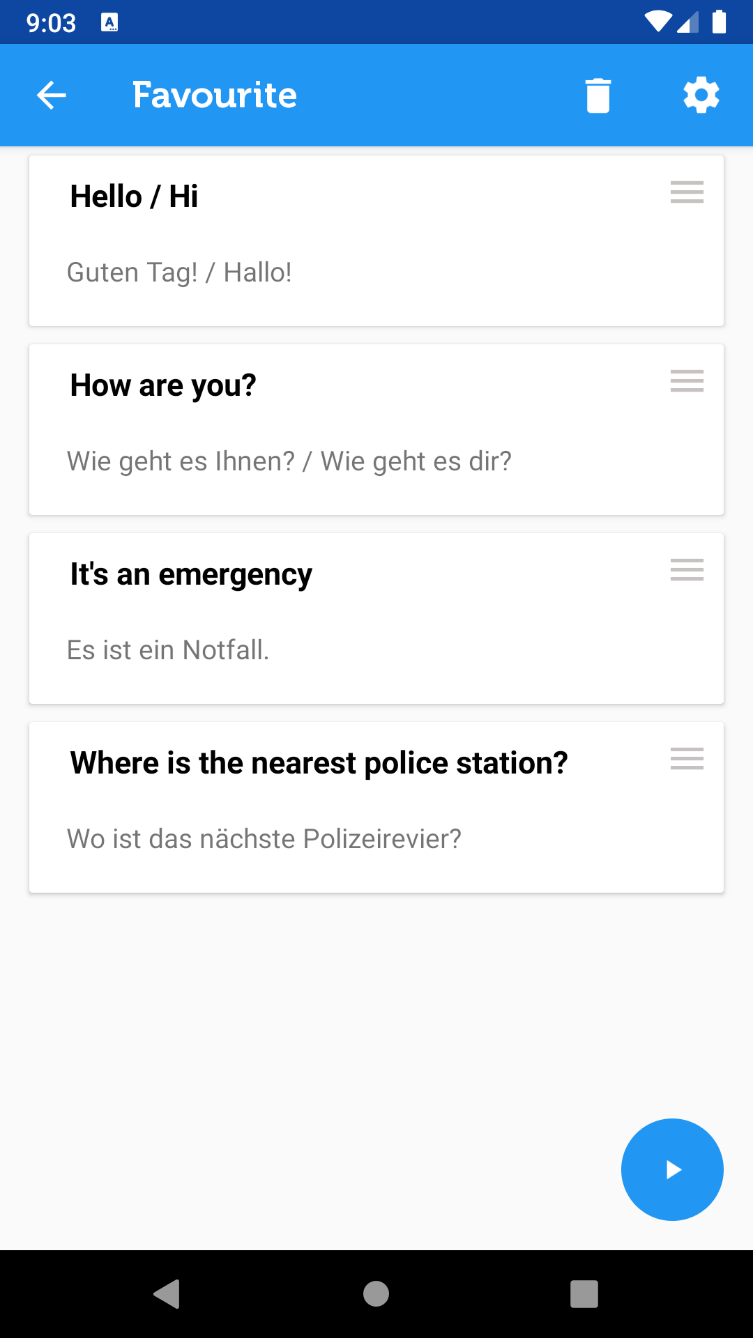 اسکرین شات 6 برنامه Learn German Phrasebook
