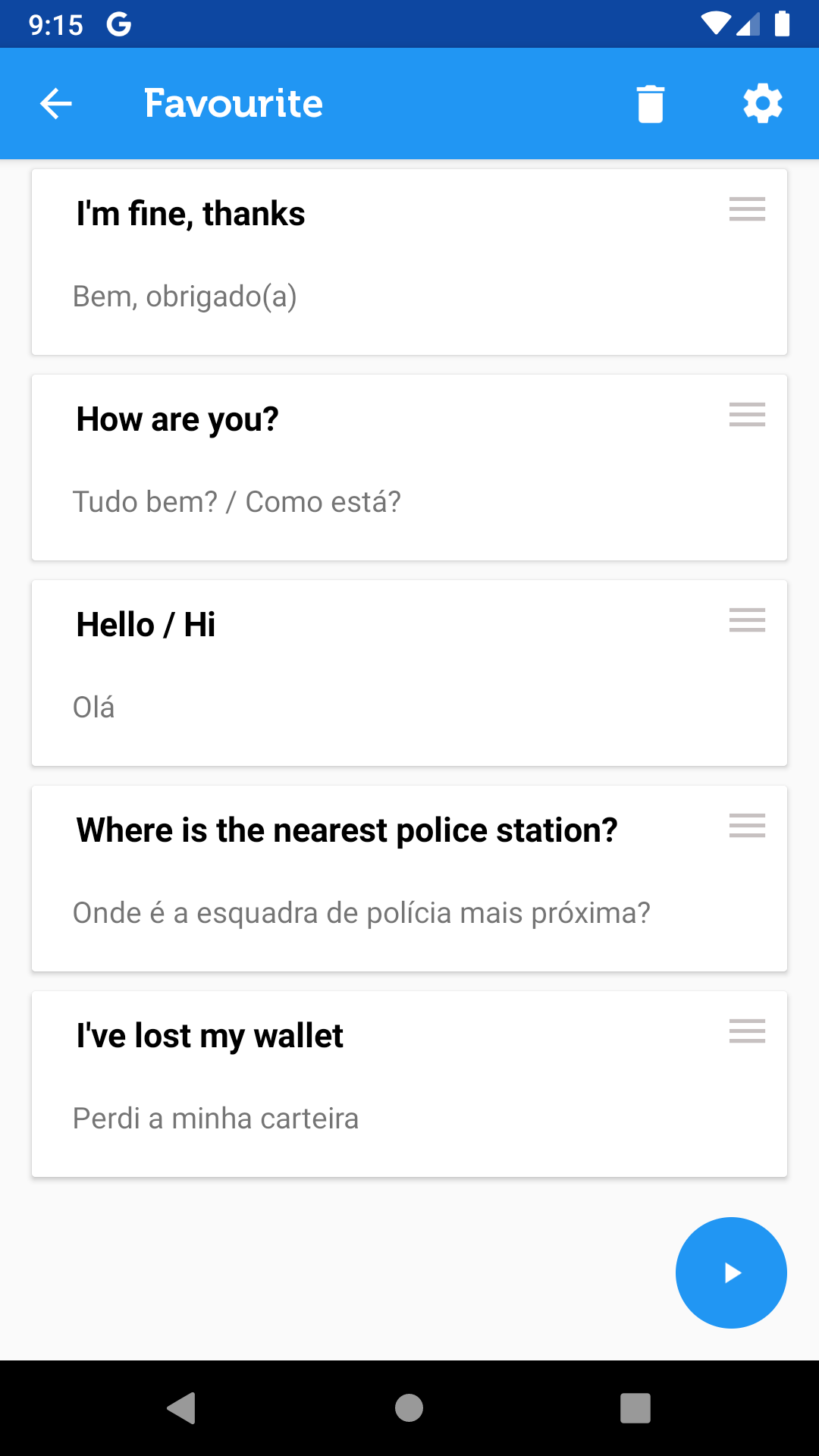 اسکرین شات 7 برنامه Learn Portuguese Phrasebook