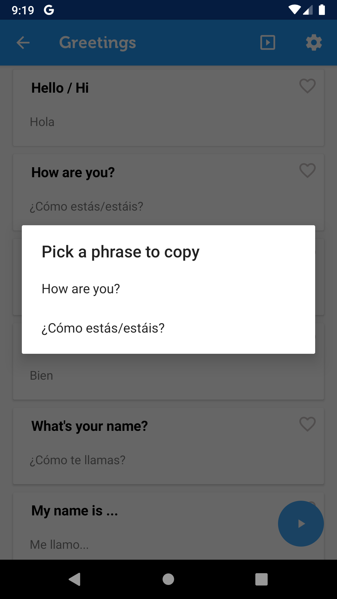 اسکرین شات 5 برنامه Learn Spanish Phrasebook