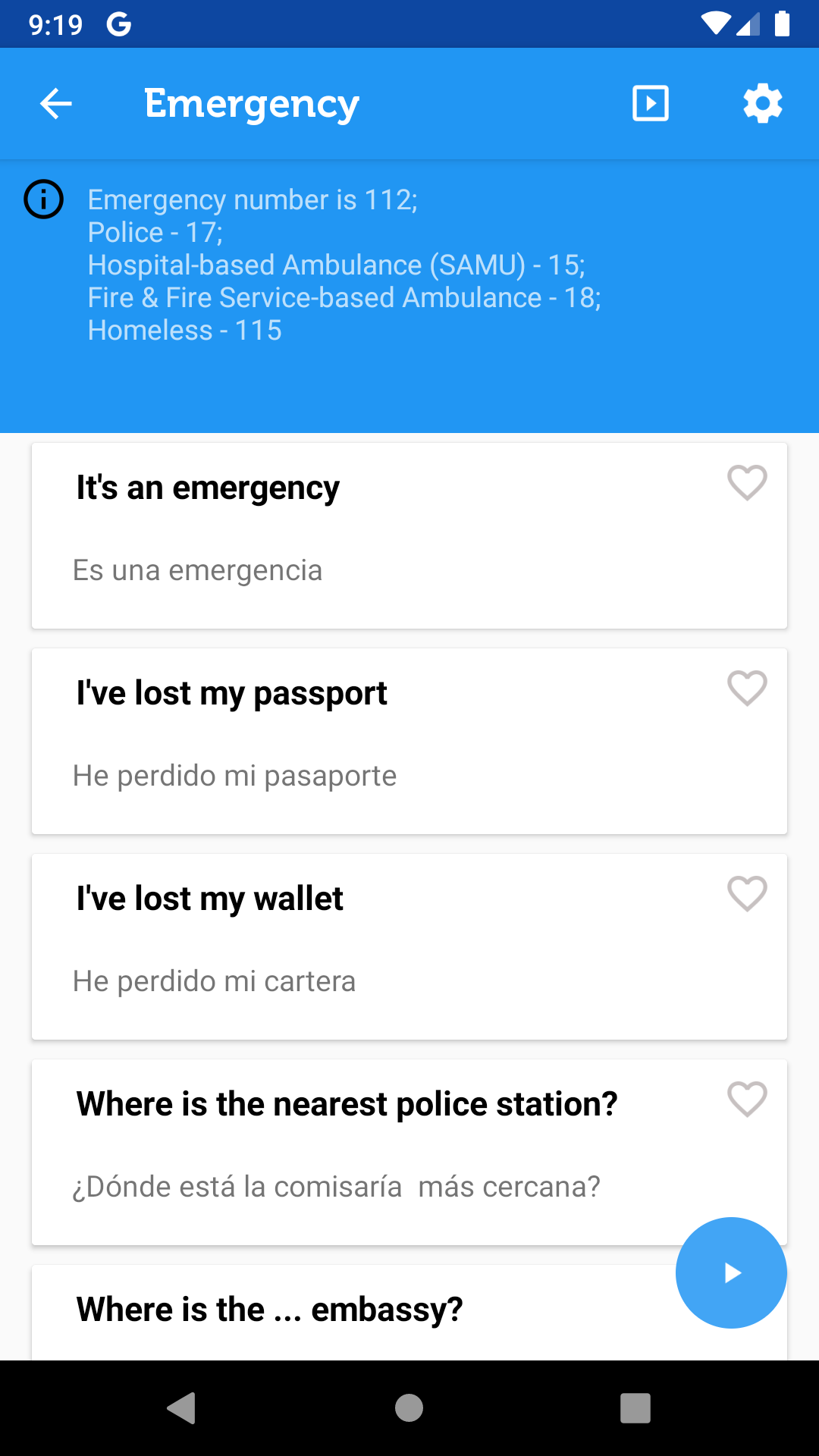 اسکرین شات 6 برنامه Learn Spanish Phrasebook