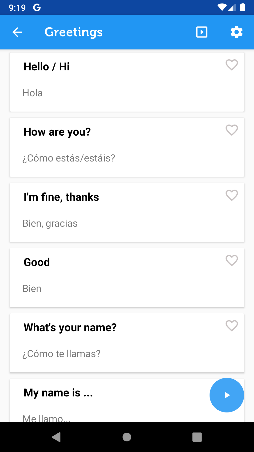 اسکرین شات 2 برنامه Learn Spanish Phrasebook