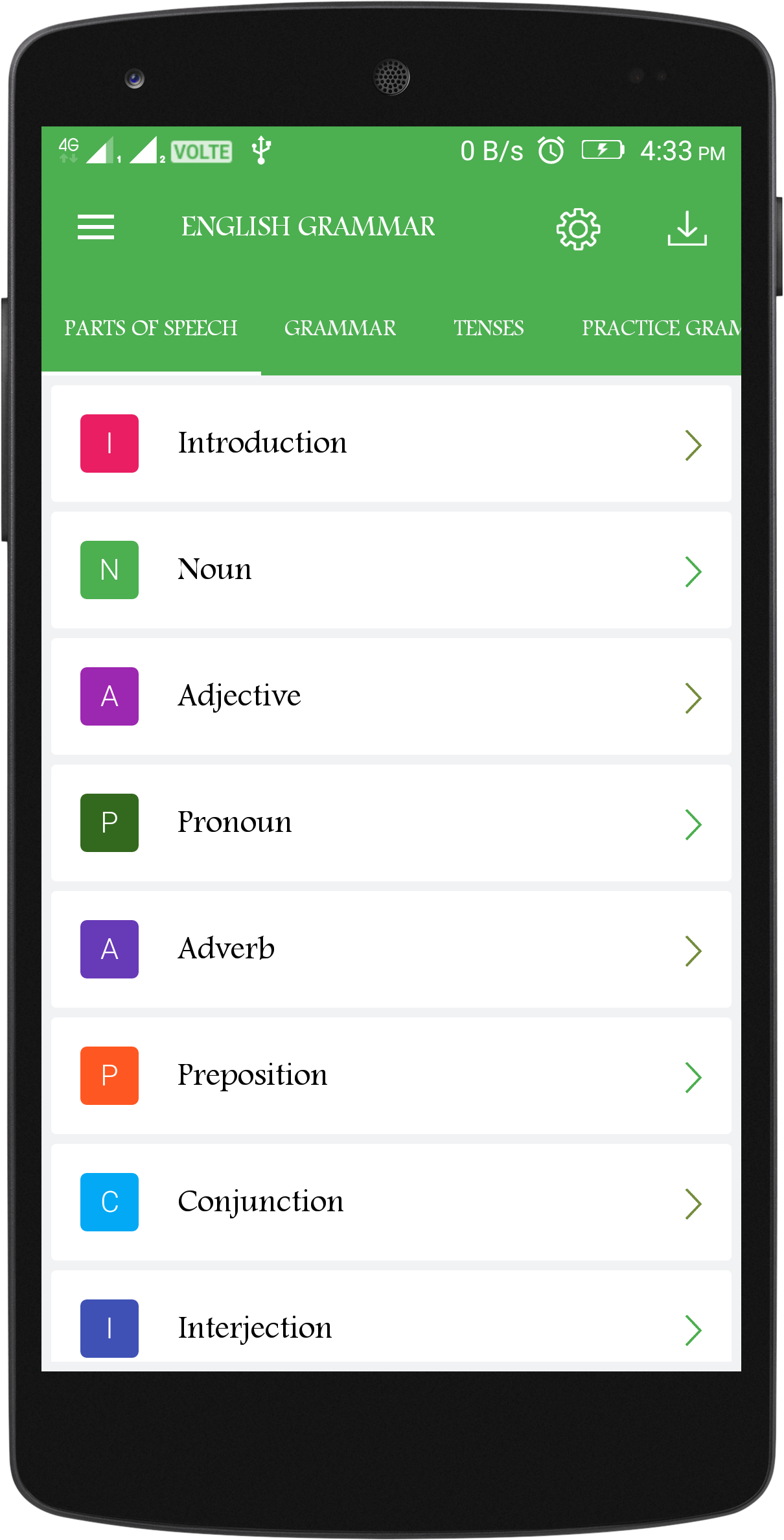 اسکرین شات 1 برنامه English Grammar Book