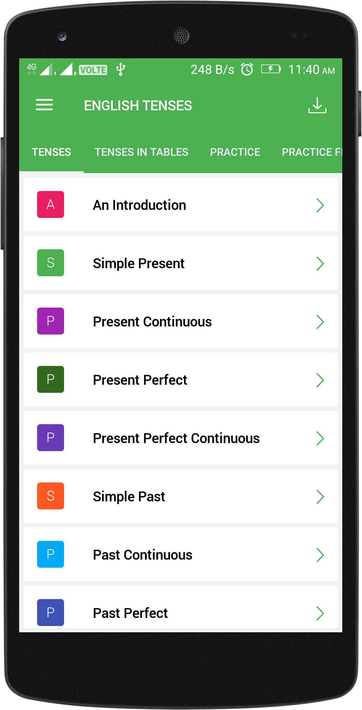 اسکرین شات 1 برنامه English Tenses Book