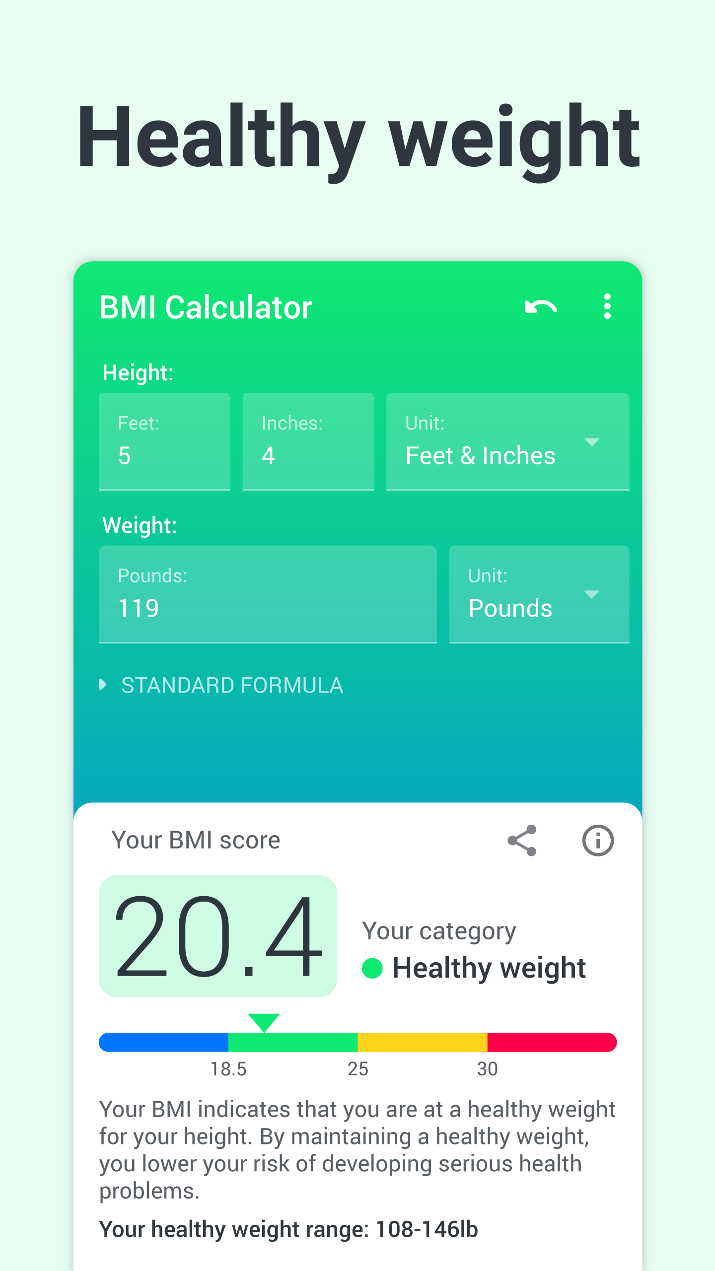 اسکرین شات 2 برنامه BMI Calculator Body Mass Index