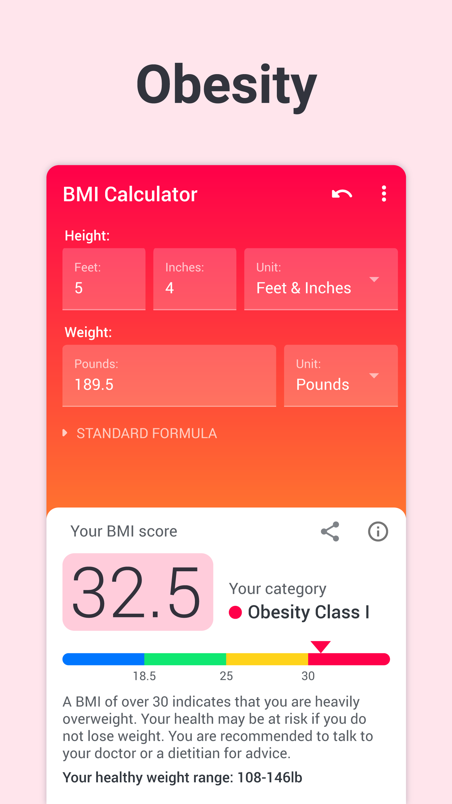 اسکرین شات 4 برنامه BMI Calculator Body Mass Index