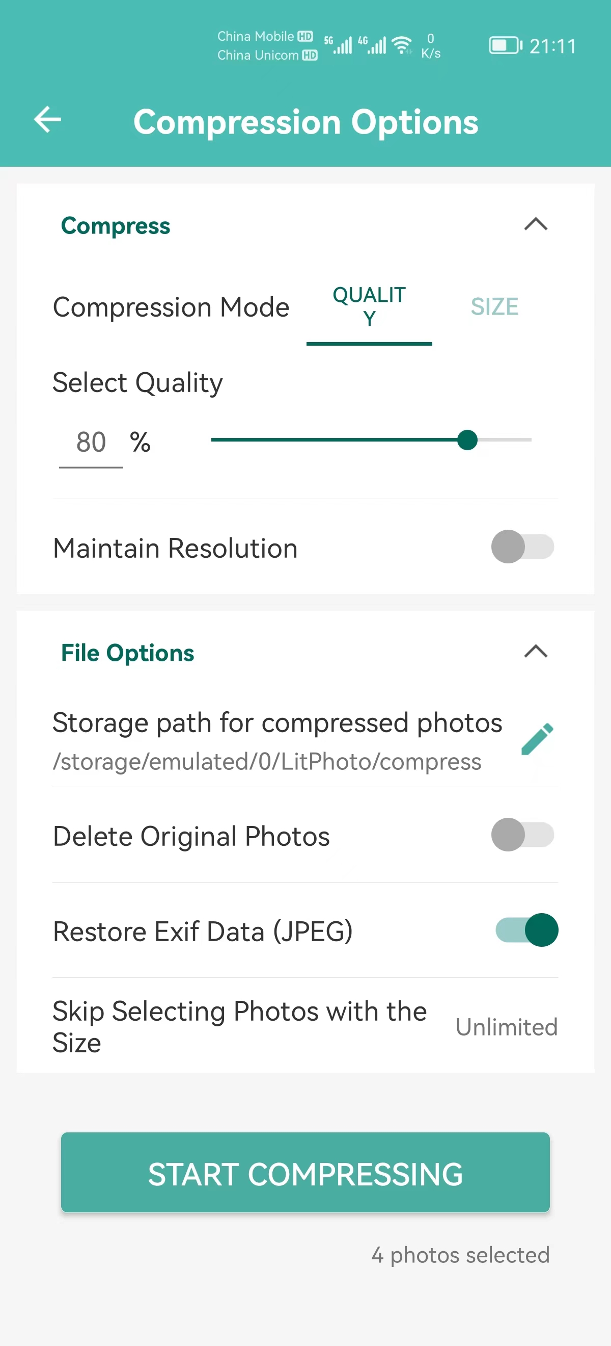 اسکرین شات 2 برنامه LitPhoto - Compress & Resize