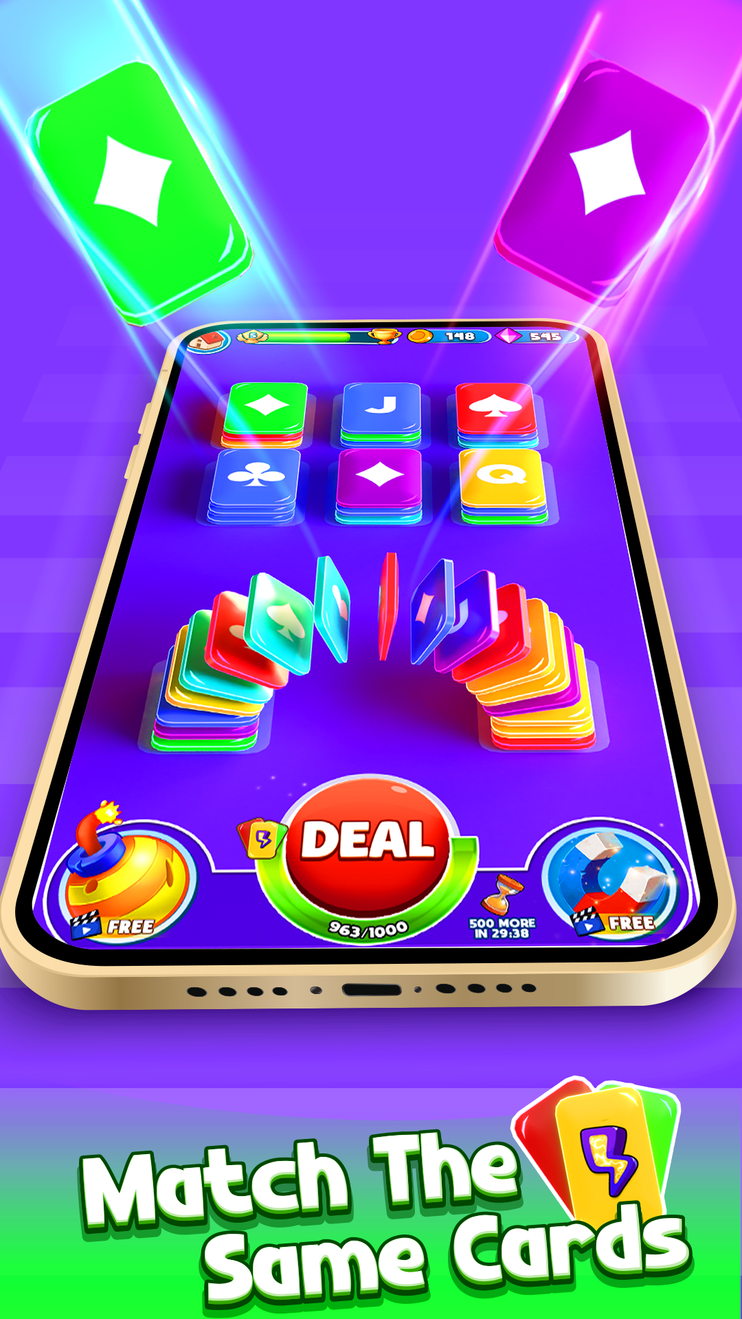 اسکرین شات 1 بازی Color Card Shuffle Sort Game