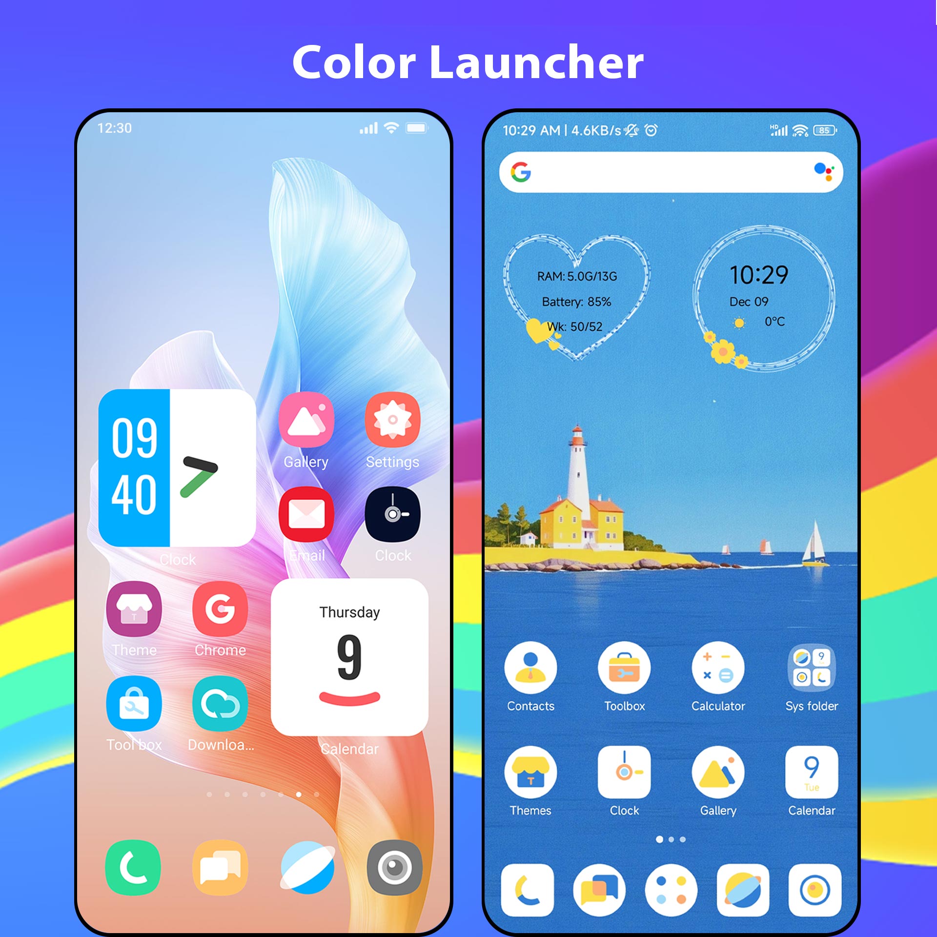 اسکرین شات 1 برنامه Color Launcher, cool themes