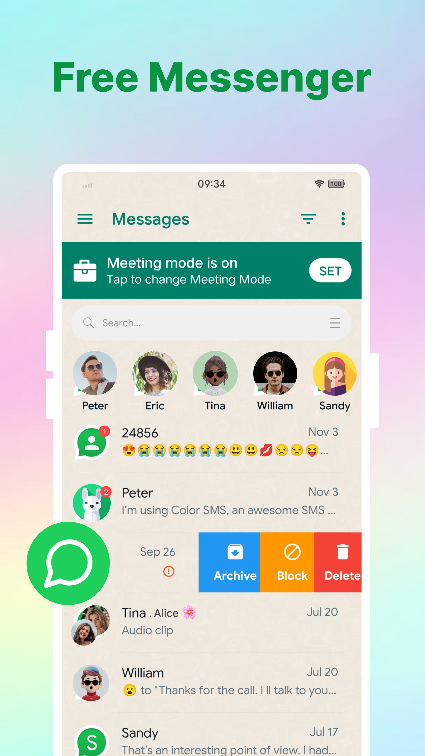 اسکرین شات 1 برنامه Color SMS: Message & Messenger