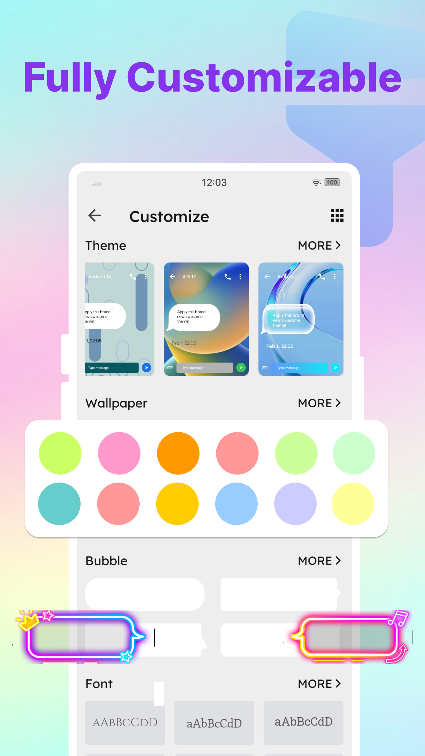 اسکرین شات 3 برنامه Color SMS: Message & Messenger