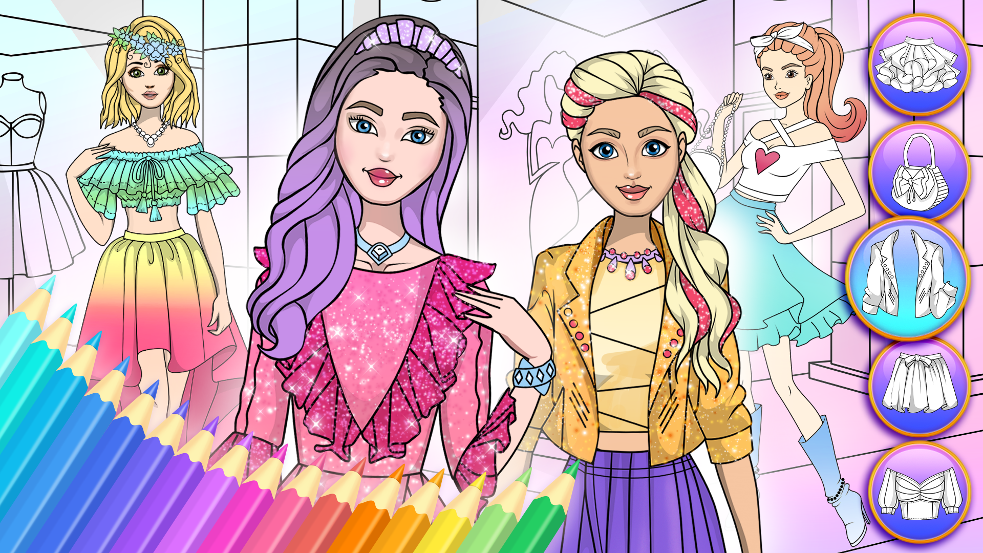 اسکرین شات 1 بازی Girl Coloring Dress Up Games