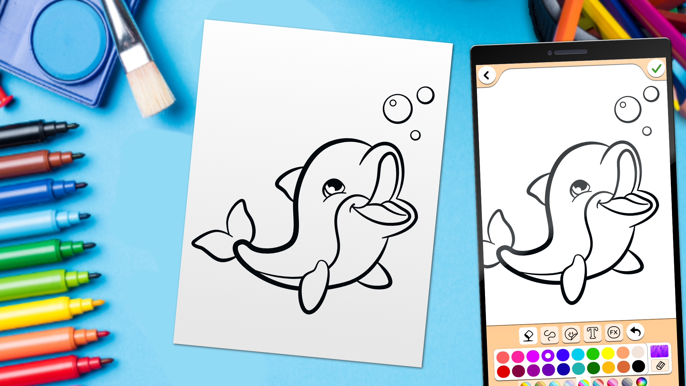 اسکرین شات 5 برنامه Dolphins coloring pages