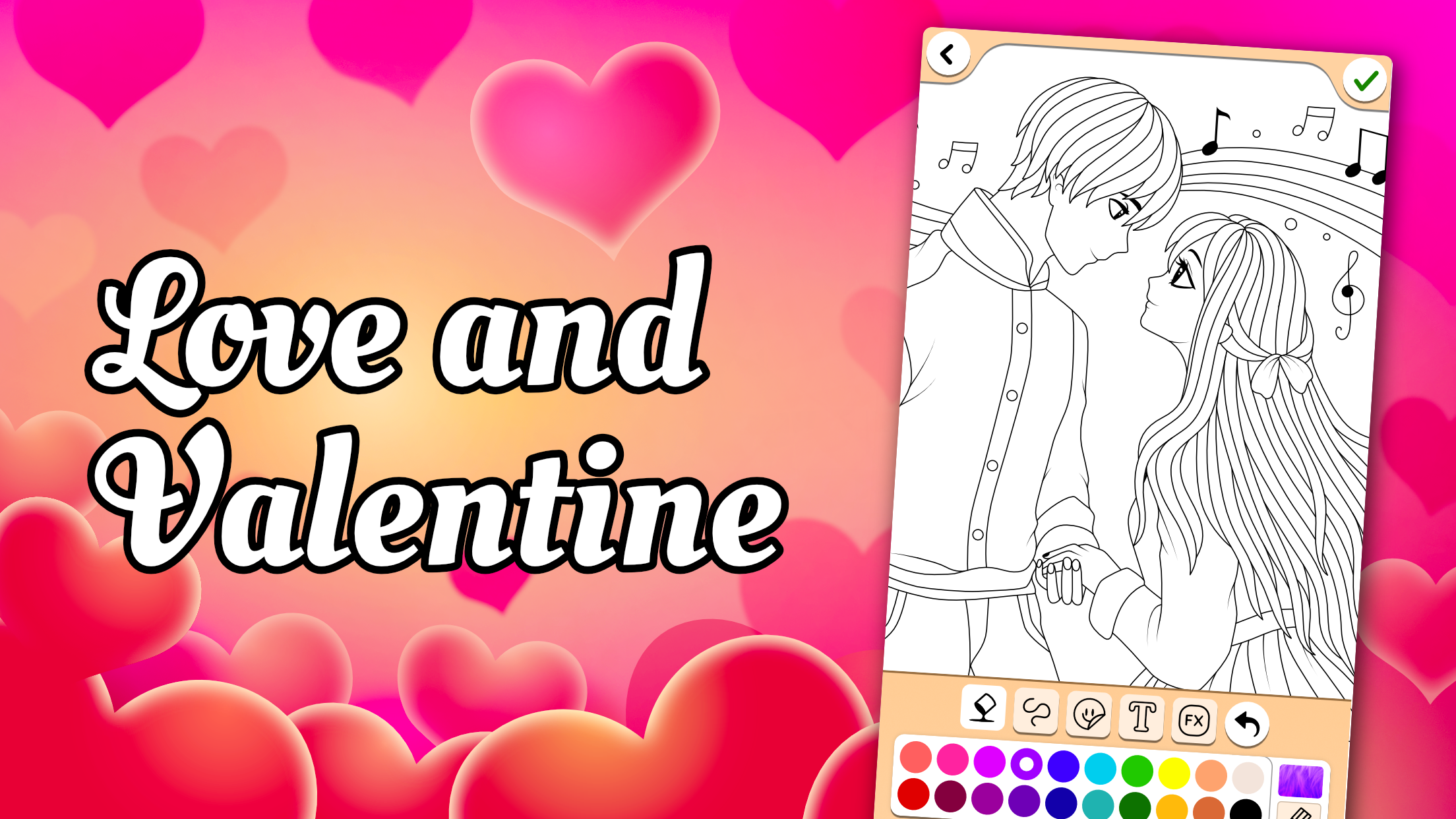 اسکرین شات 1 بازی Valentines love coloring book
