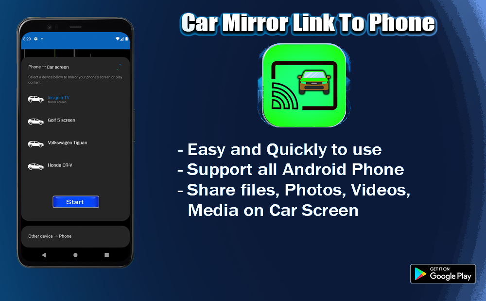 اسکرین شات 2 برنامه Mirror Link Phone to car
