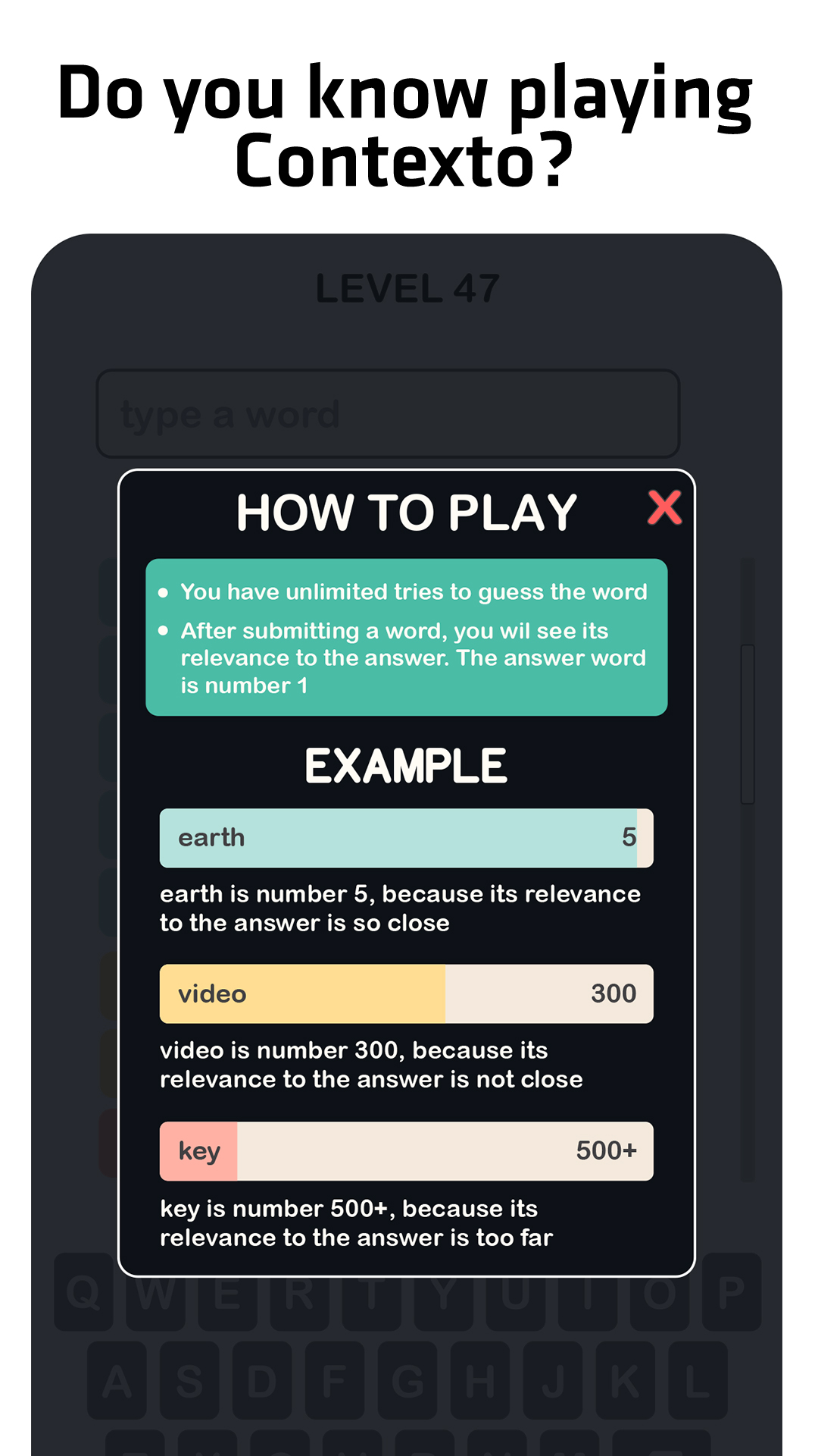 اسکرین شات بازی Contexto - Similar Word 1