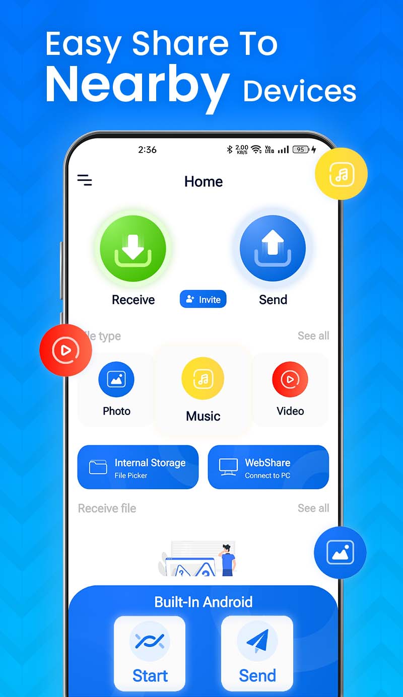 اسکرین شات 1 برنامه Nearby Share - Fast Transfer