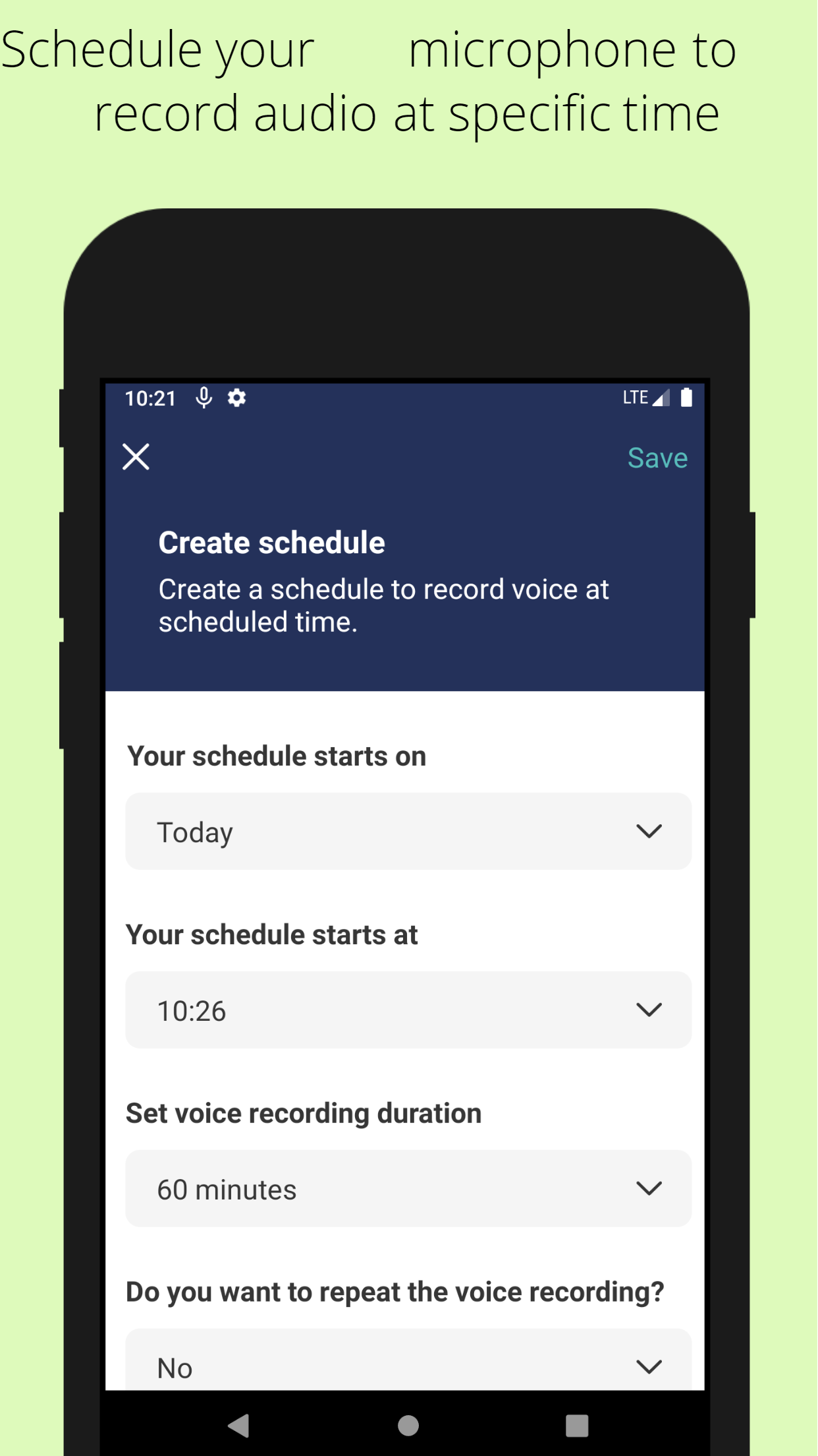 اسکرین شات 5 برنامه Background voice recorder