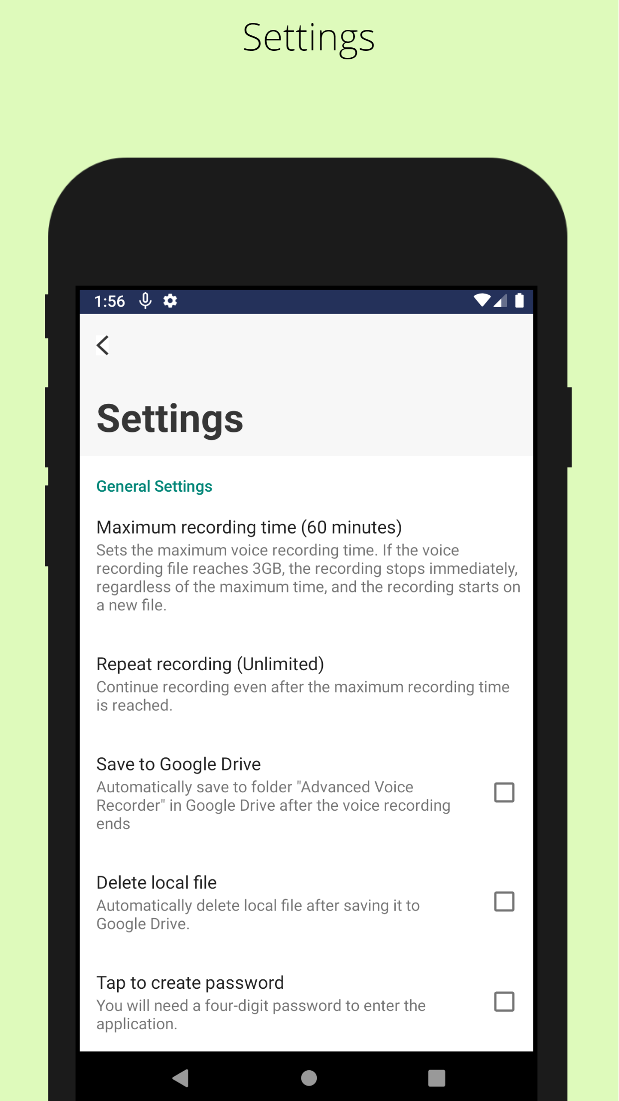 اسکرین شات 7 برنامه Background voice recorder