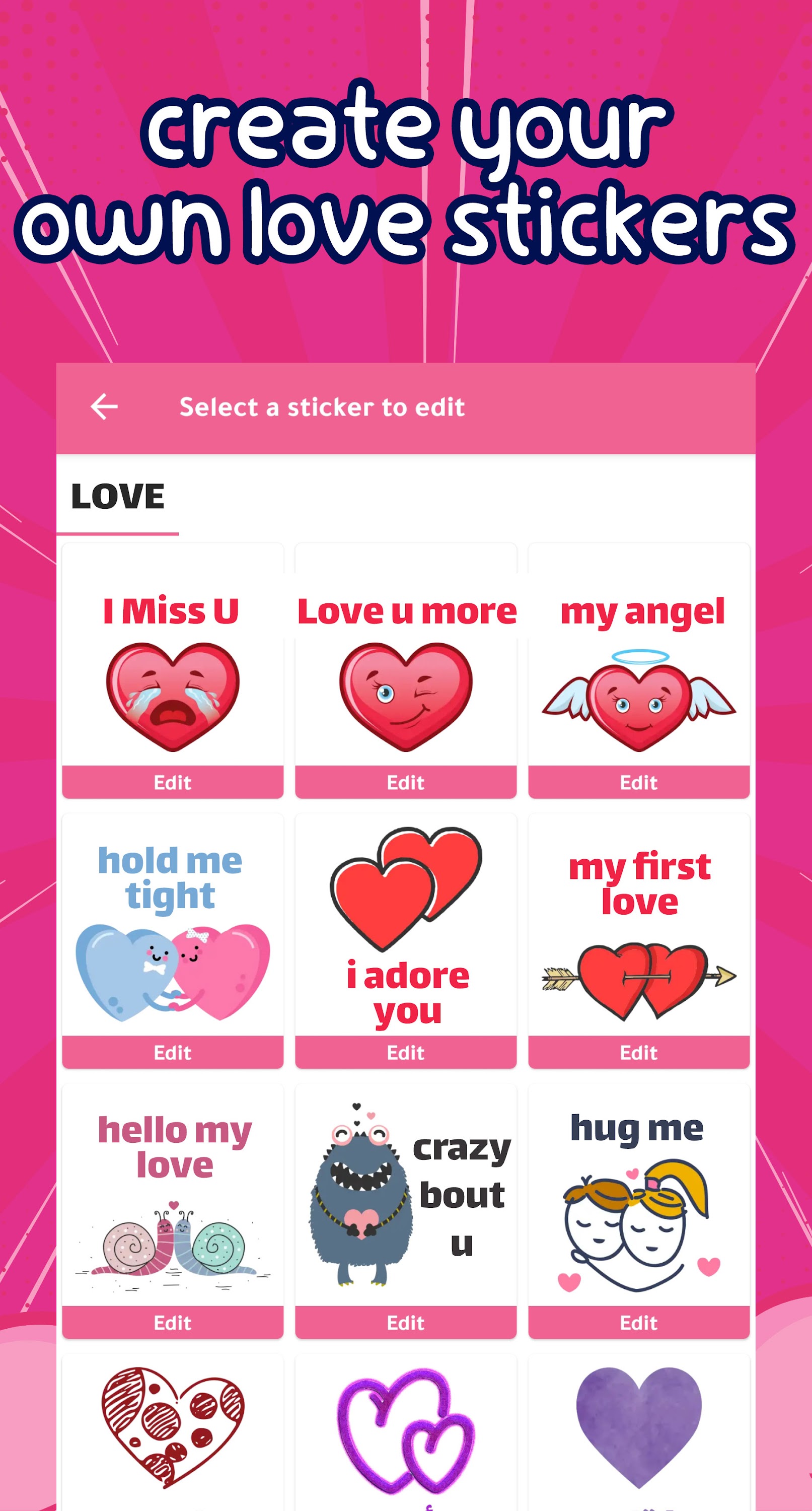 اسکرین شات 2 برنامه Love Stickers - WASticker