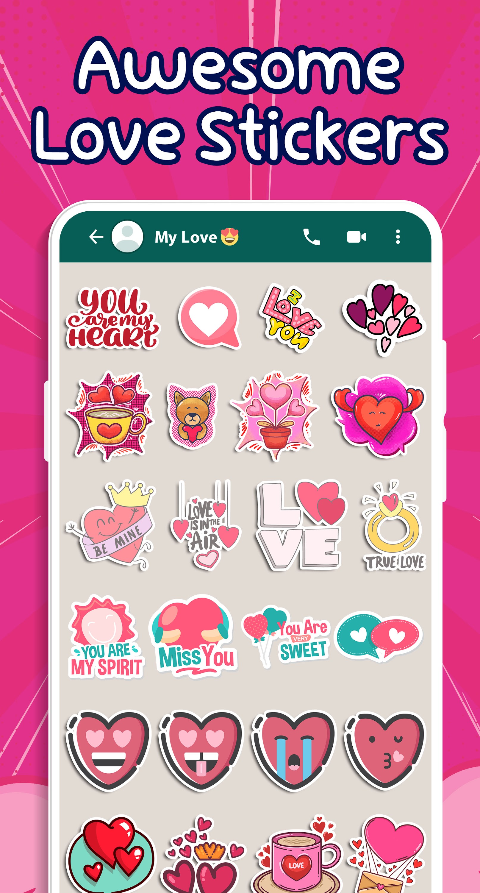 اسکرین شات 1 برنامه Love Stickers - WASticker