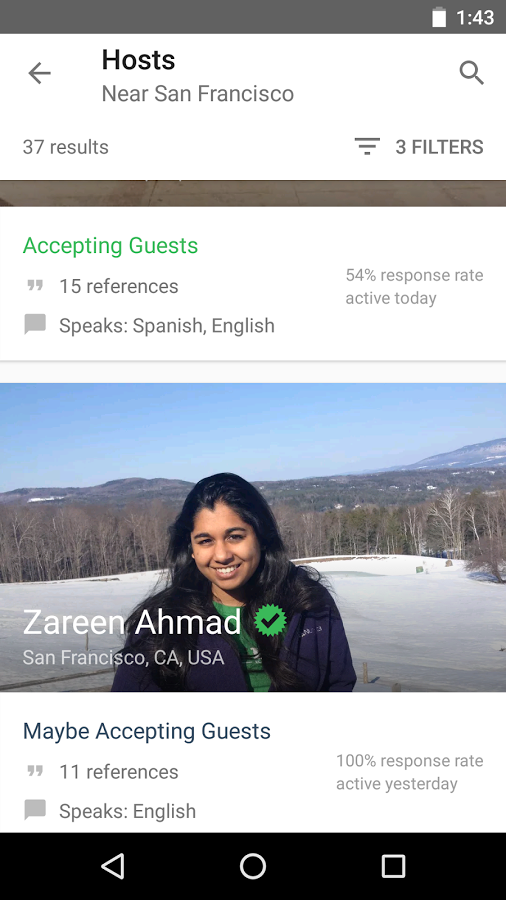 اسکرین شات 3 برنامه Couchsurfing Travel App