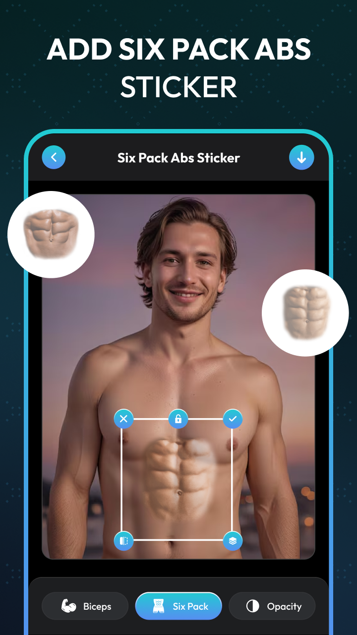 اسکرین شات 5 برنامه AI Six Packs Abs Photo Editor